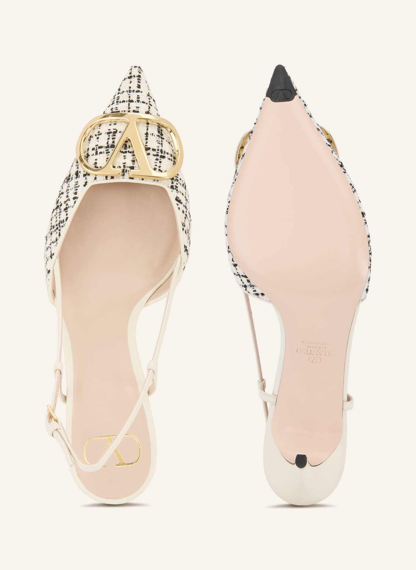 VALENTINO GARAVANI Slingbacks VLOGO SIGNATURE: BLANC / OR / NOIR
