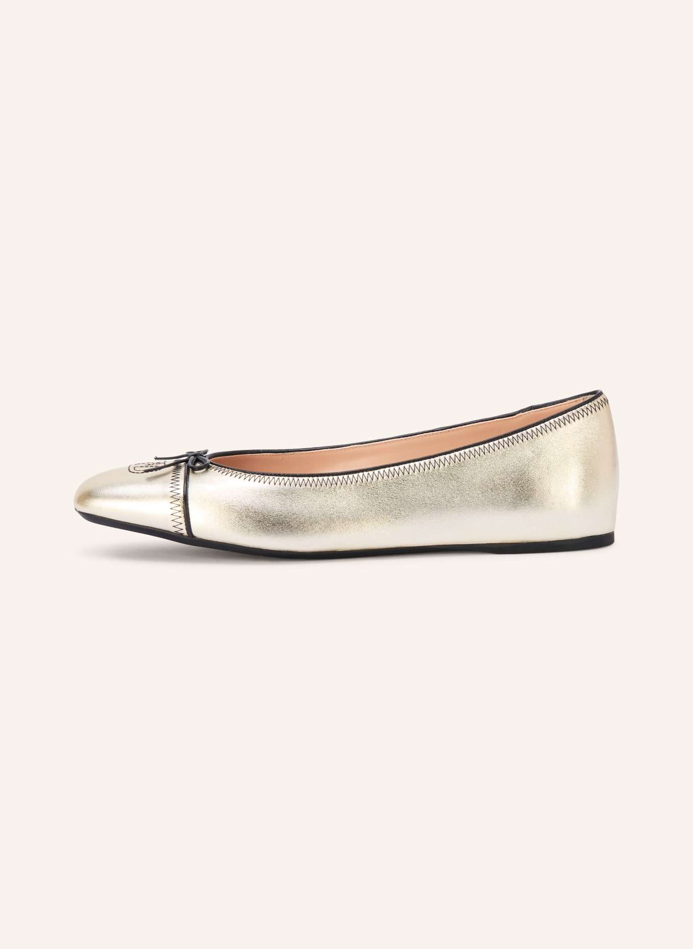 VALENTINO GARAVANI VLOGO SIGNATURE Ballerinas: GOLD / BLACK
