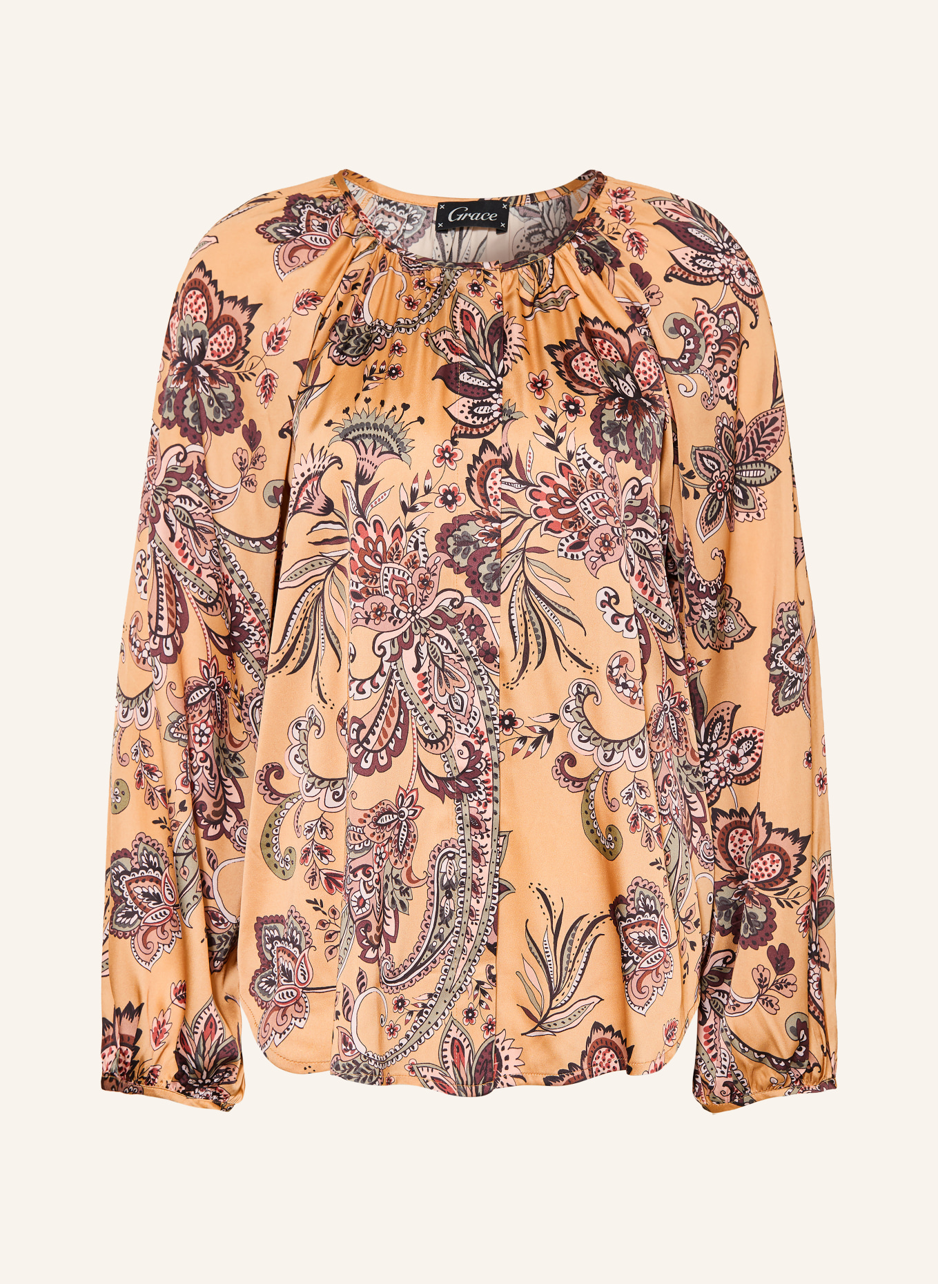 Grace Satijnen blouse ELLIE: CAMEL / ROSE CLAIR / LICHTGROEN