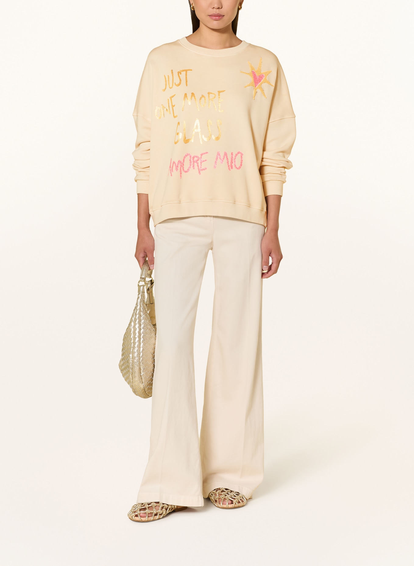 Grace AMORE Sweatshirt with Sequins: CREAM / GOLD / NEON PINK