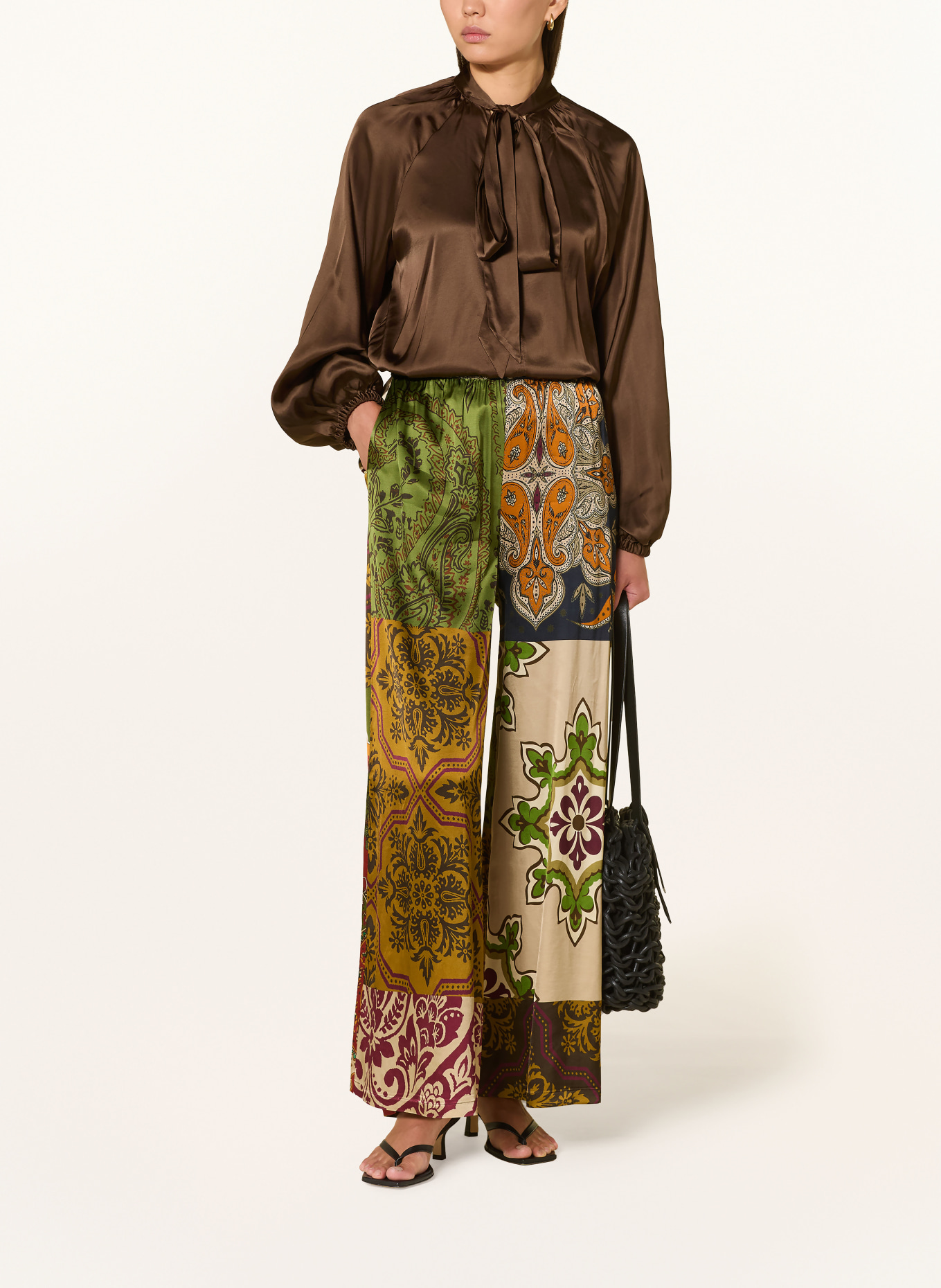 Grace ROMA Satin Pants: OLIVE / CAMEL / CREAM