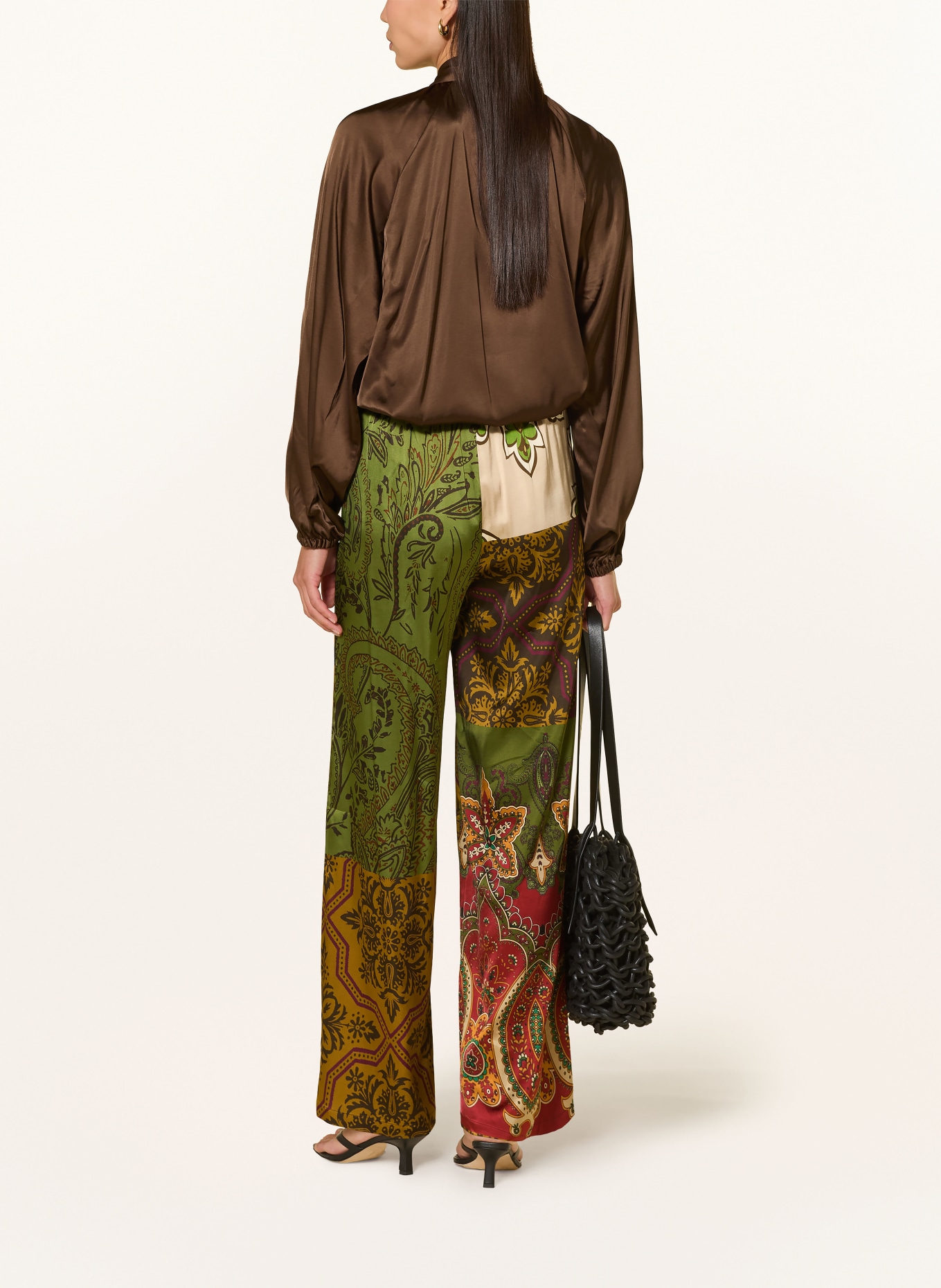 Grace ROMA Satin Pants: OLIVE / CAMEL / CREAM