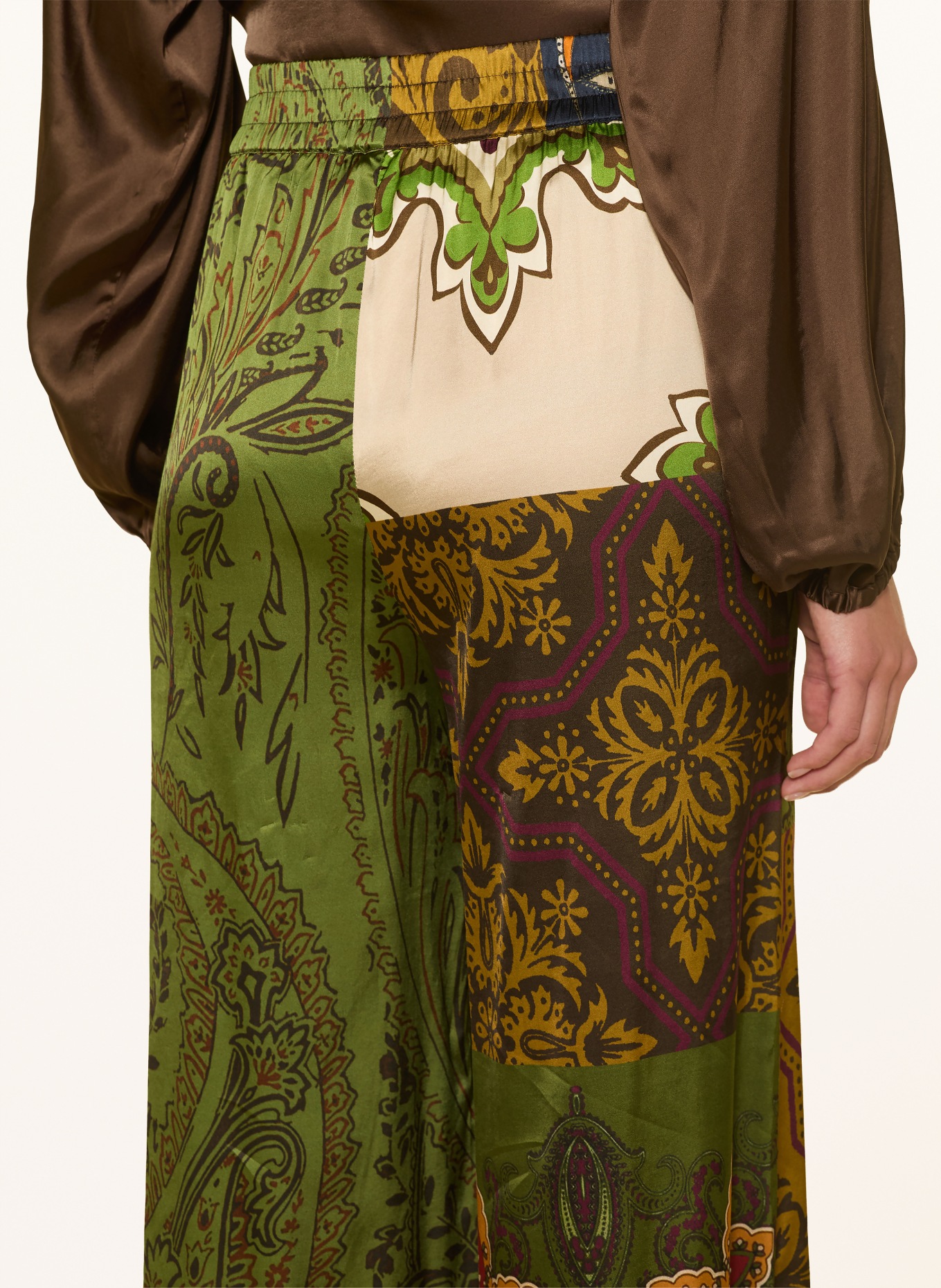 Grace ROMA Satin Pants: OLIVE / CAMEL / CREAM