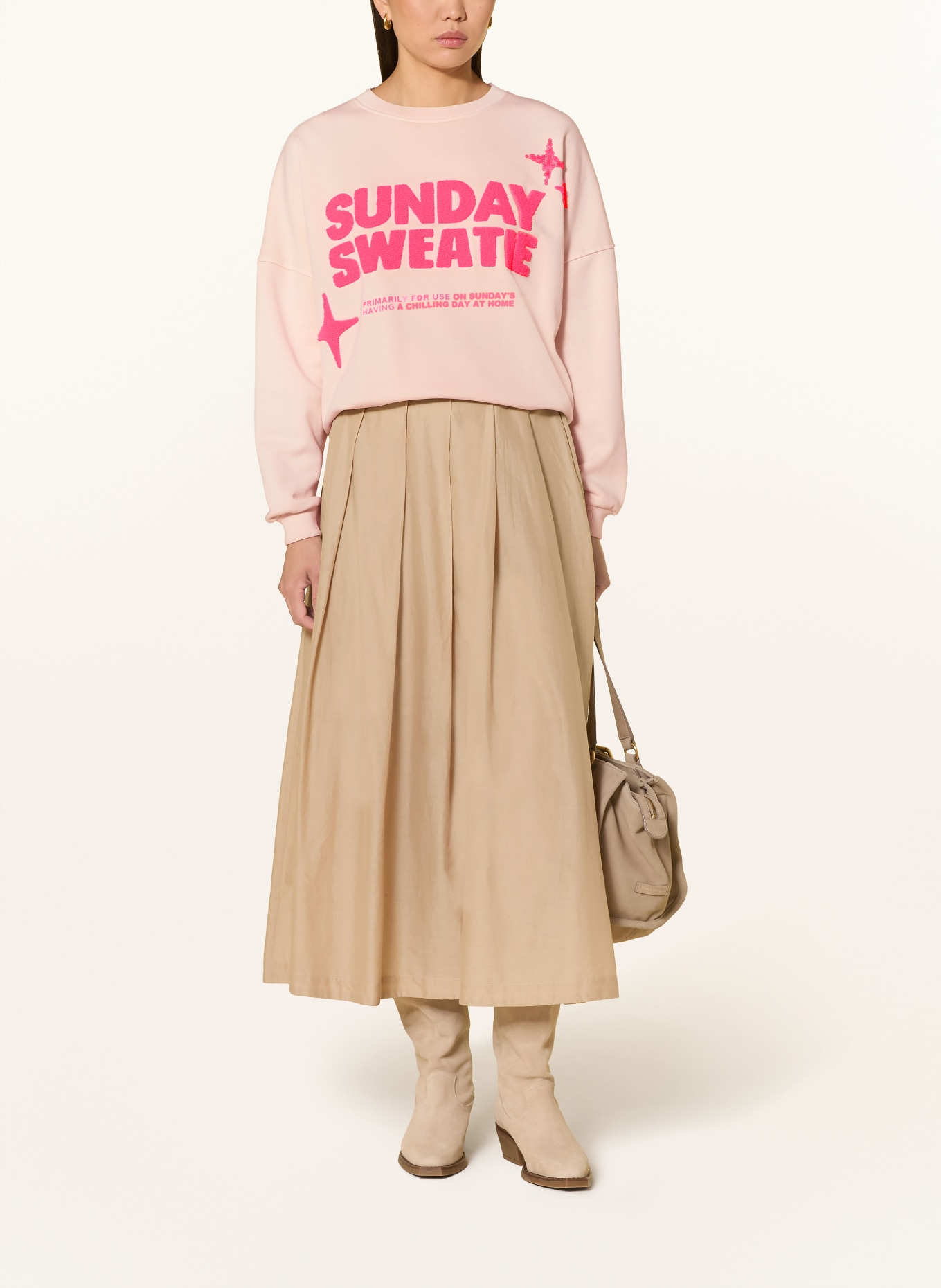 Grace SUNDAY SWEATIE Sweatshirt: CREAM / NEON PINK