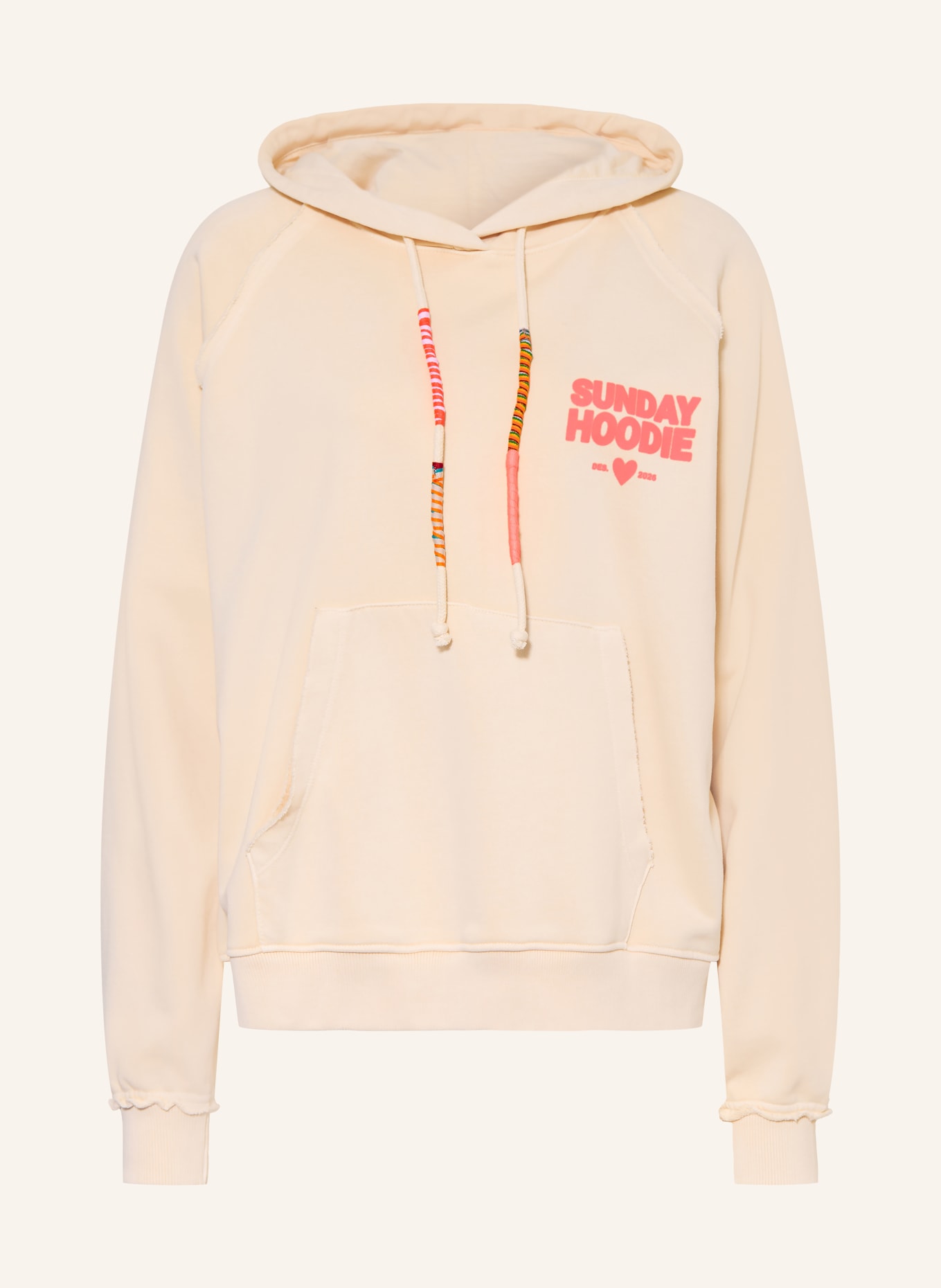 Grace Hoodie SUNDAY HOODIE: CREAM / NEON PINK