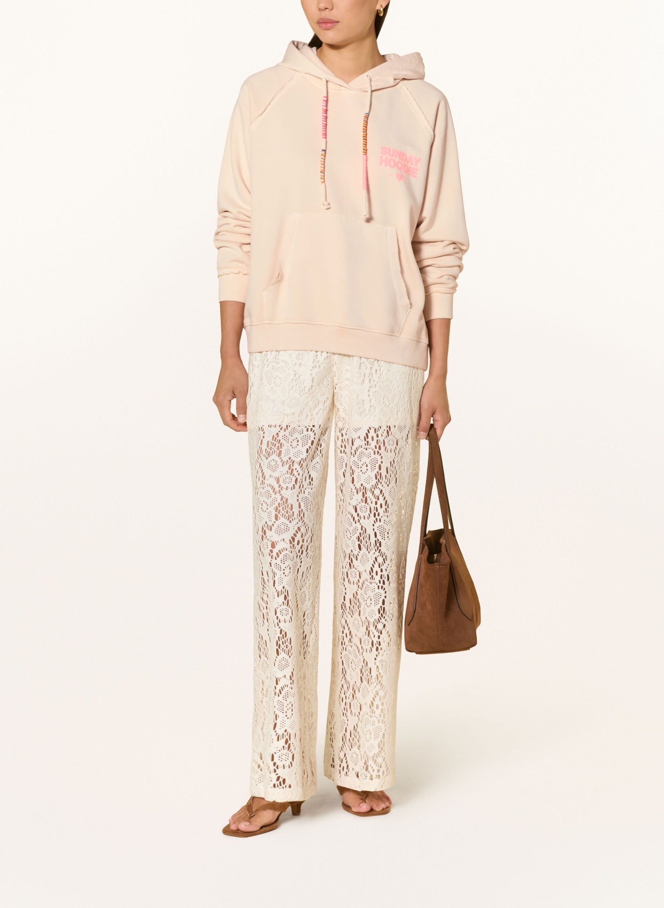 Grace Hoodie SUNDAY HOODIE: CREAM / NEON PINK