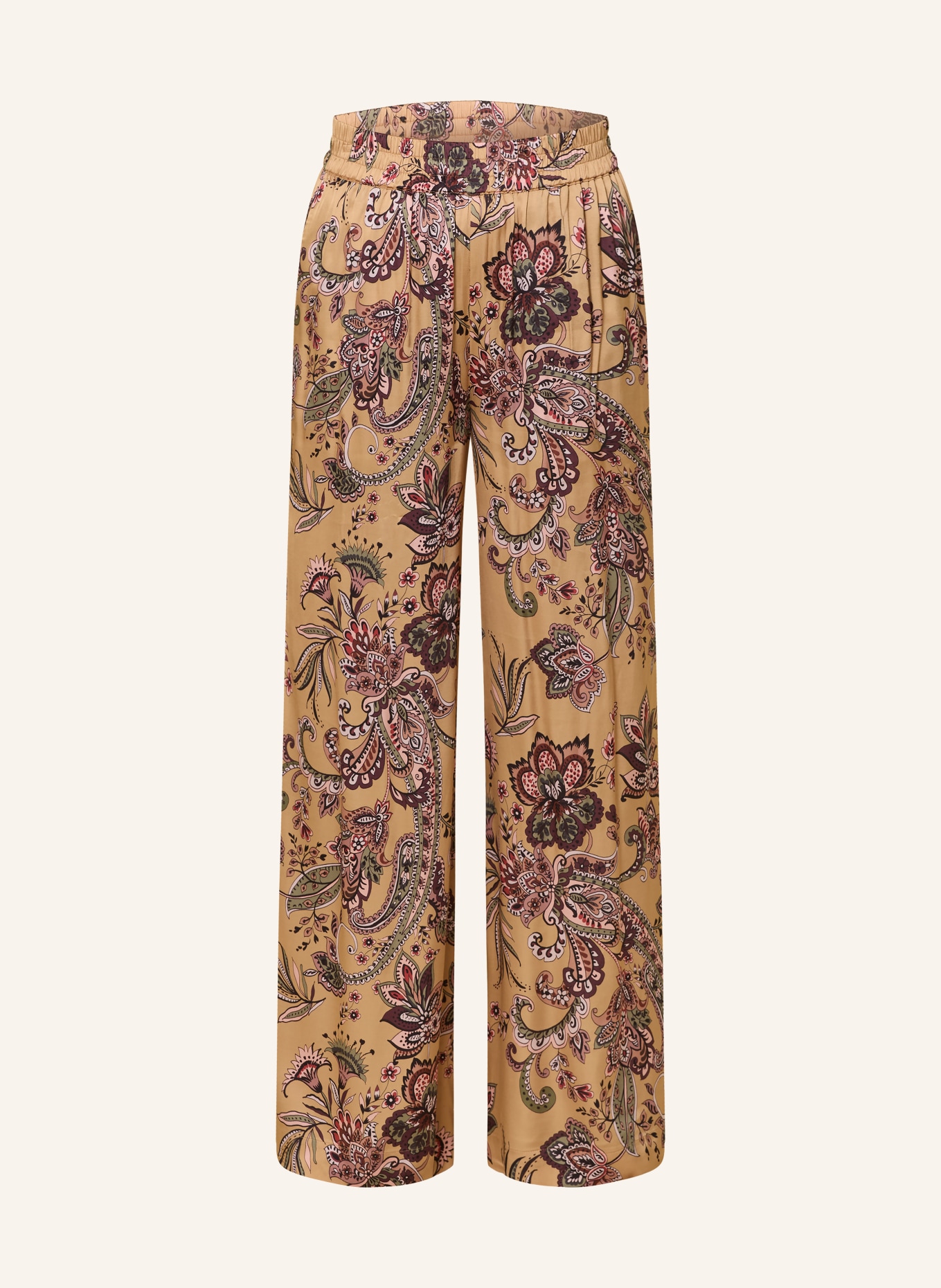 Grace ELLIE Satin Pants: CAMEL / LIGHT PINK / LIGHT GREEN