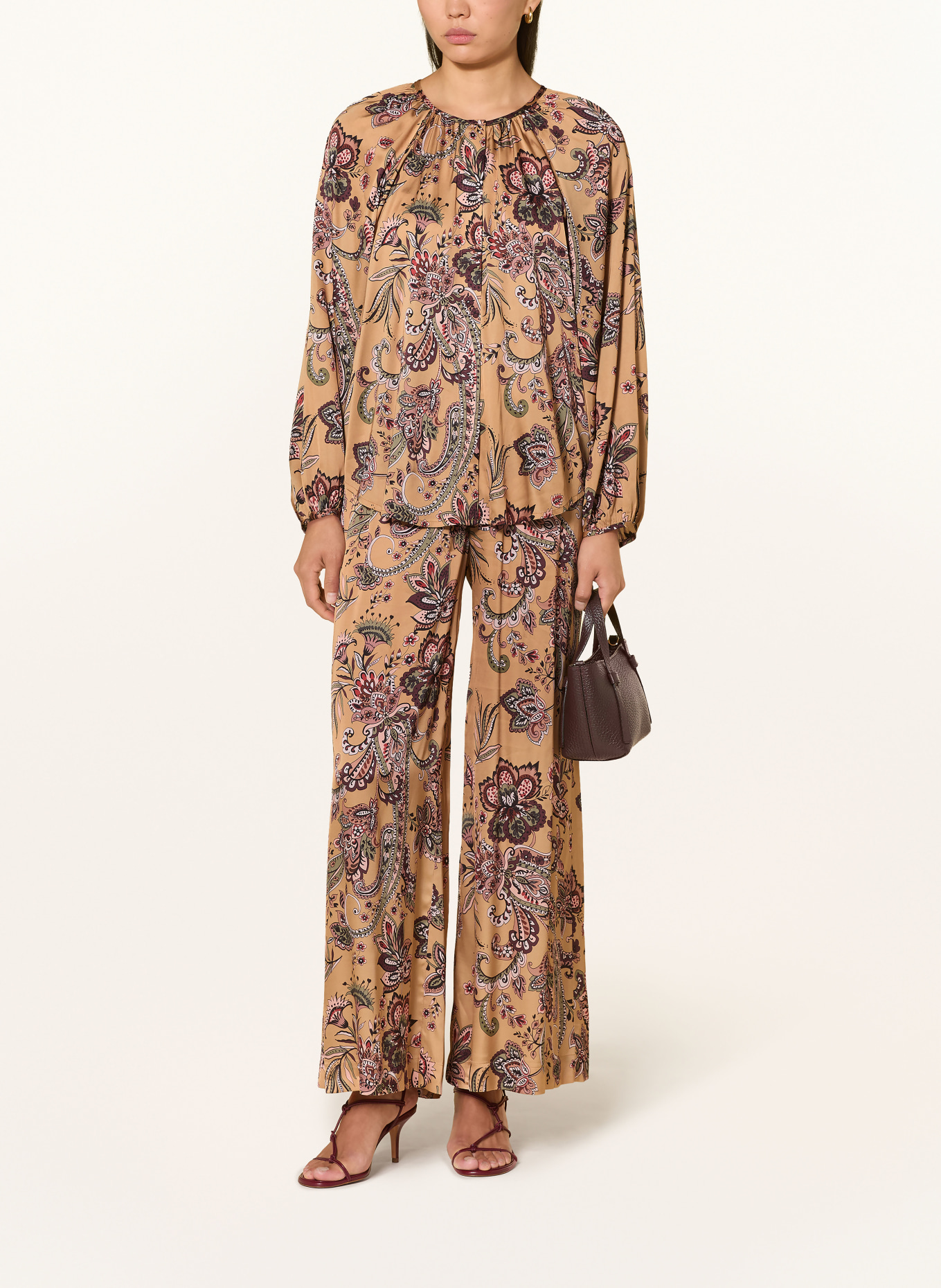 Grace ELLIE Satin Pants: CAMEL / LIGHT PINK / LIGHT GREEN