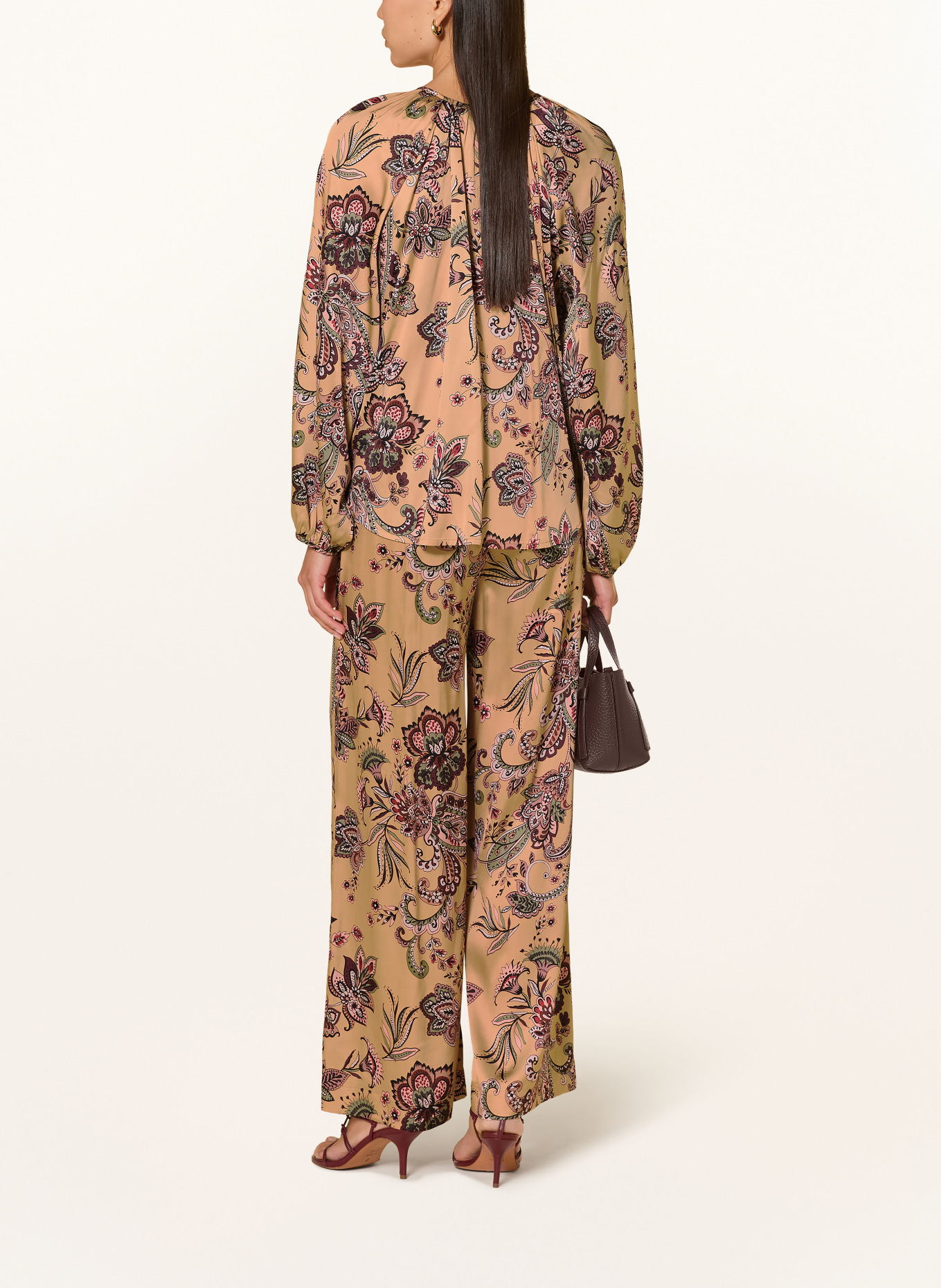 Grace ELLIE Satin Pants: CAMEL / LIGHT PINK / LIGHT GREEN