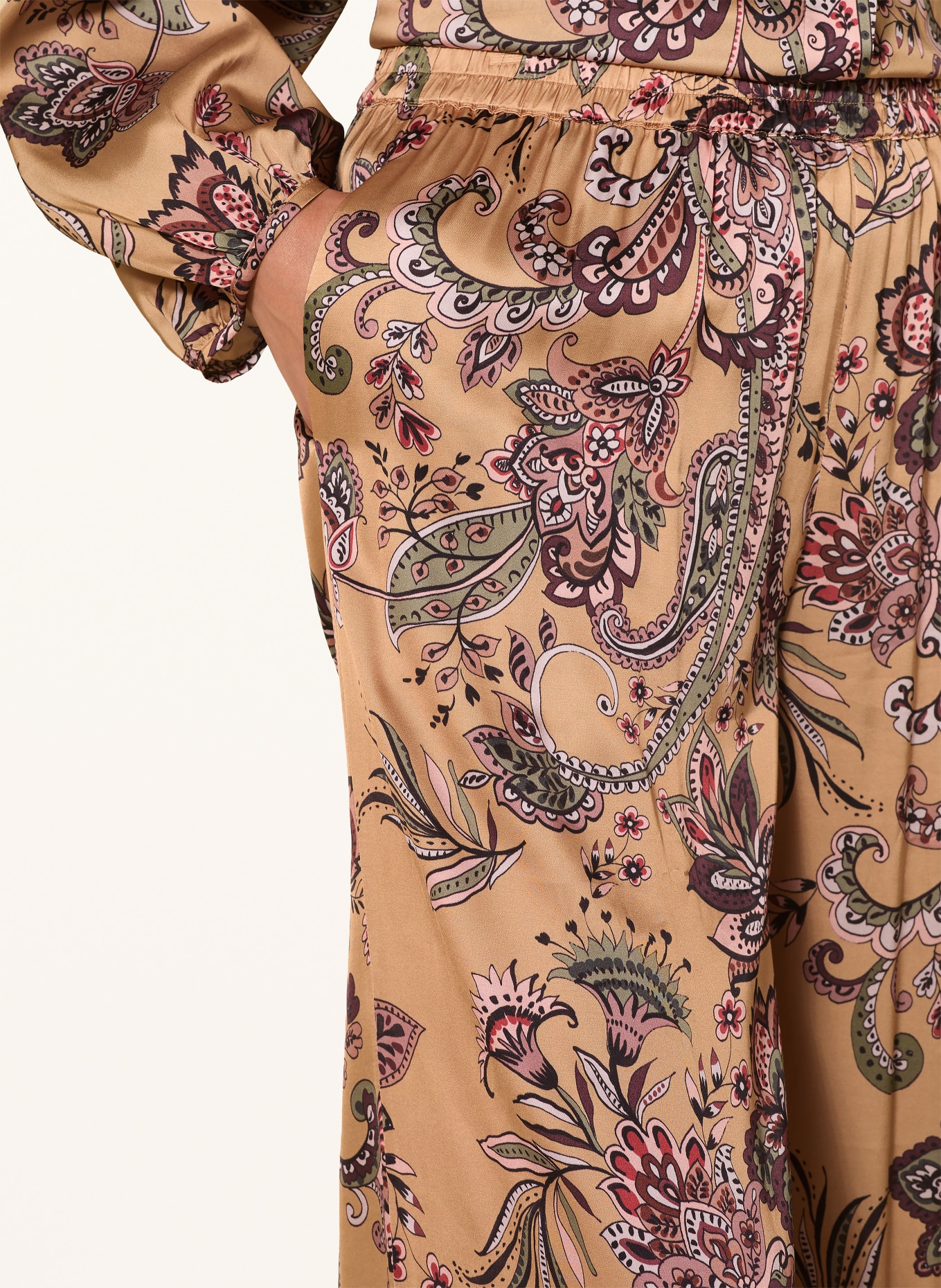 Grace ELLIE Satin Pants: CAMEL / LIGHT PINK / LIGHT GREEN