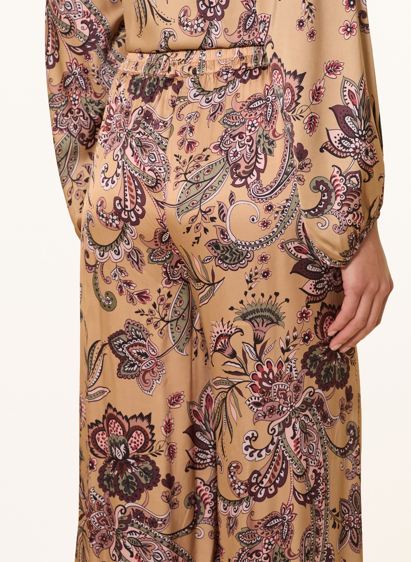 Grace ELLIE Satin Pants: CAMEL / LIGHT PINK / LIGHT GREEN
