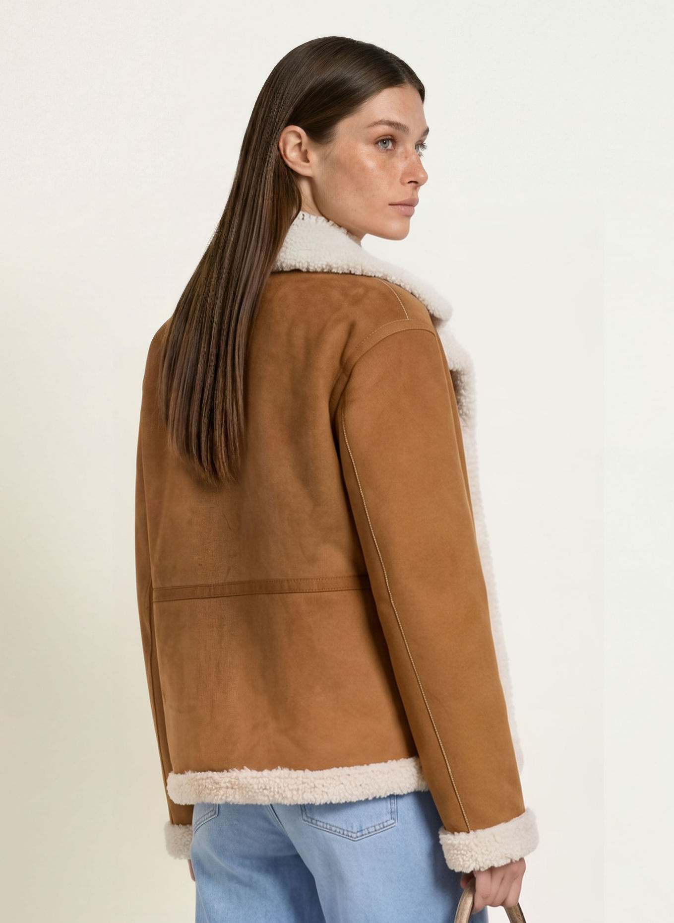 lilienfels Jas in leerlook met kunstbont: LICHTBRUIN / CRÈME