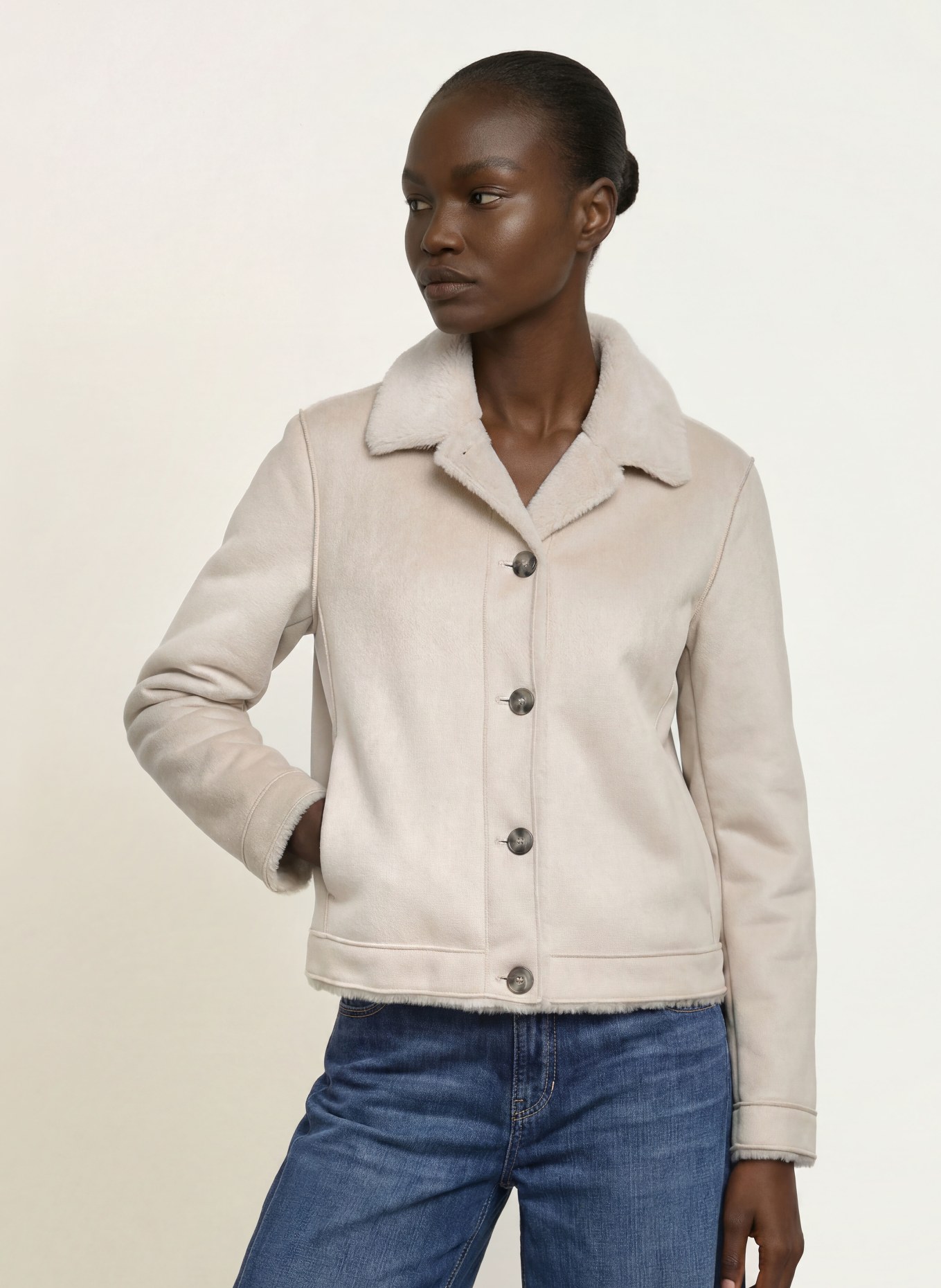 lilienfels Leather-look jacket: LIGHT GRAY