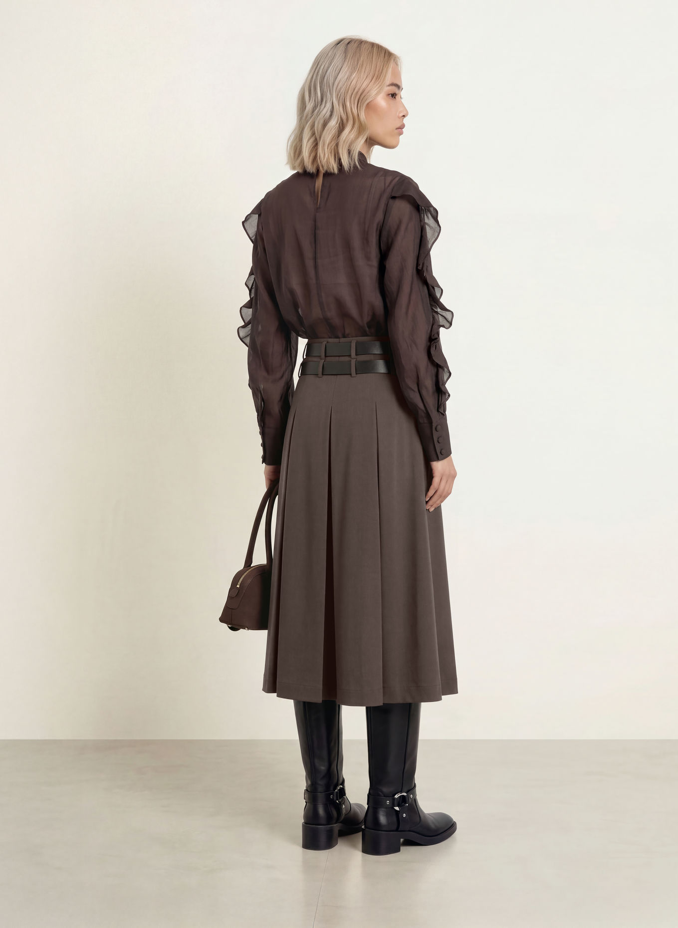 CPH MUSE Faltenrock CMTAILOR: TAUPE / SCHWARZ