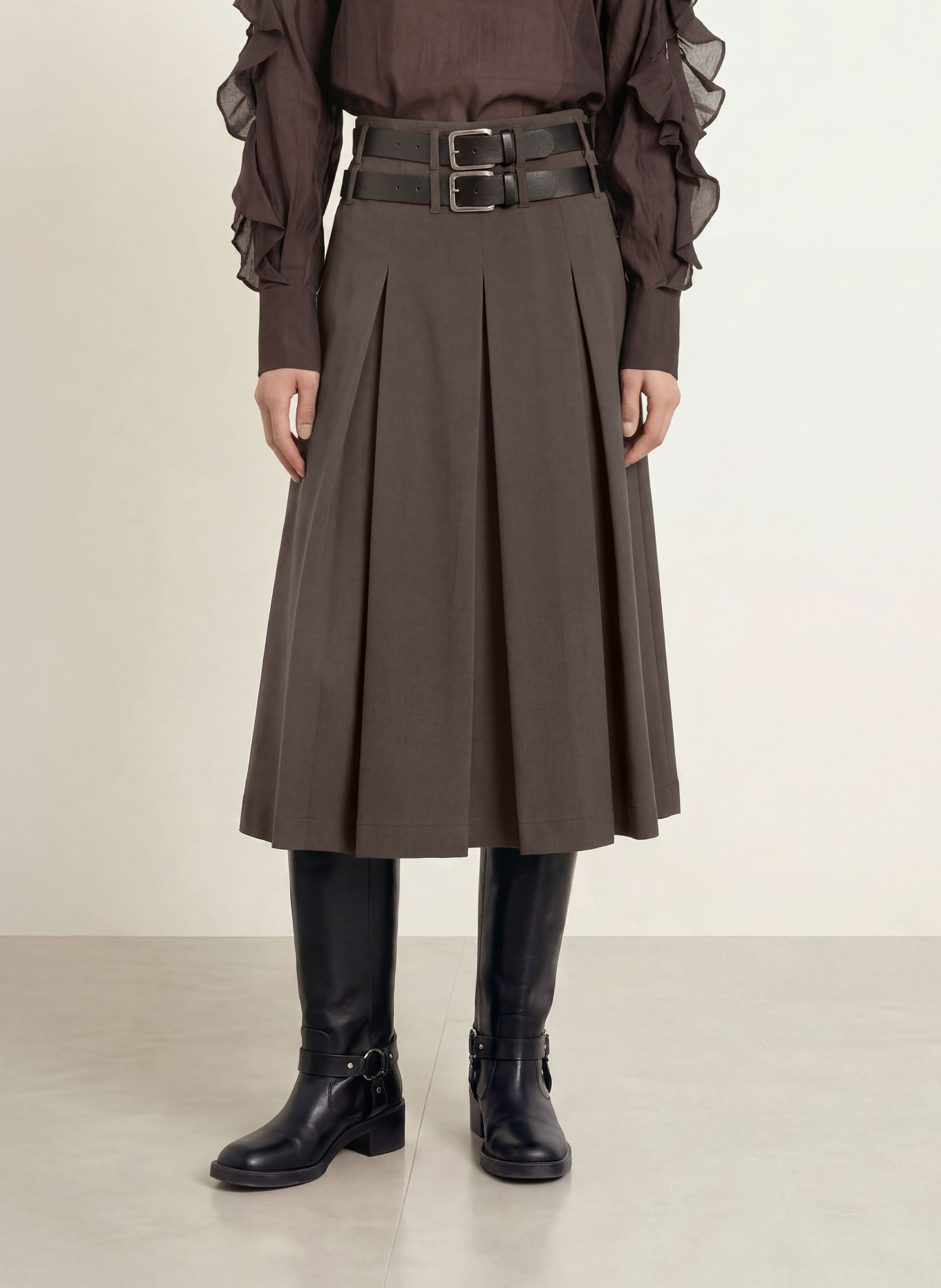 CPH MUSE Faltenrock CMTAILOR: TAUPE / SCHWARZ