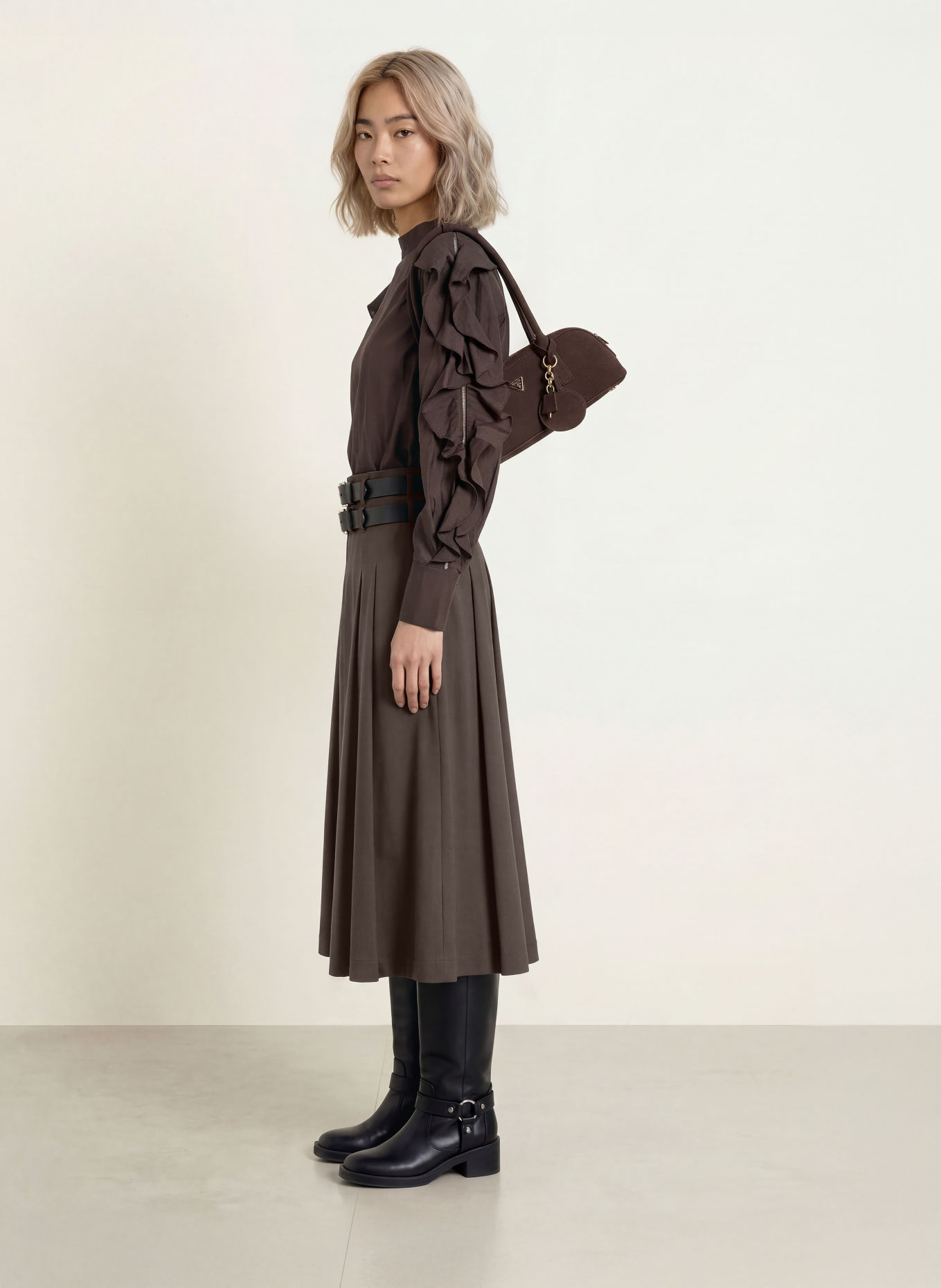 CPH MUSE Faltenrock CMTAILOR: TAUPE / SCHWARZ