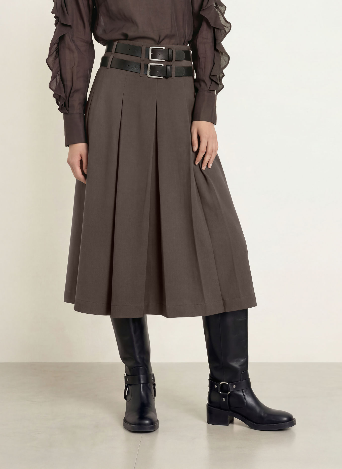CPH MUSE Faltenrock CMTAILOR: TAUPE / SCHWARZ