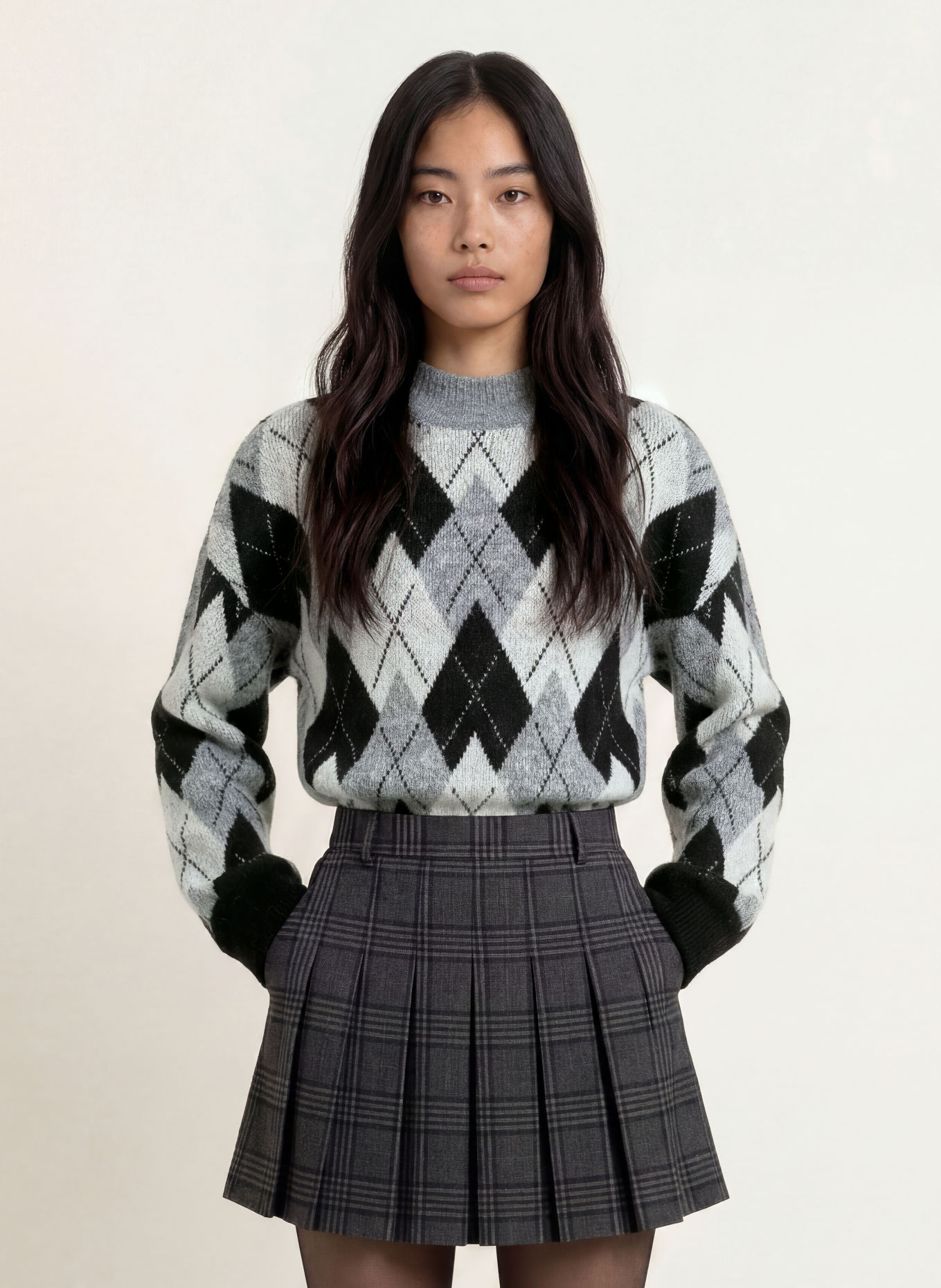 CPH MUSE Pullover CMARGY: GRAU / HELLGRAU / SCHWARZ
