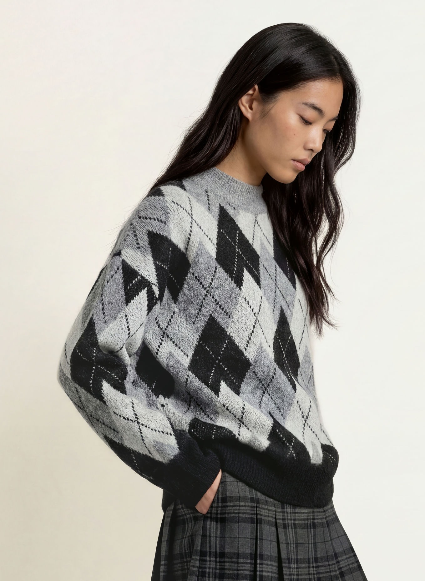 CPH MUSE Pullover CMARGY: GRAU / HELLGRAU / SCHWARZ