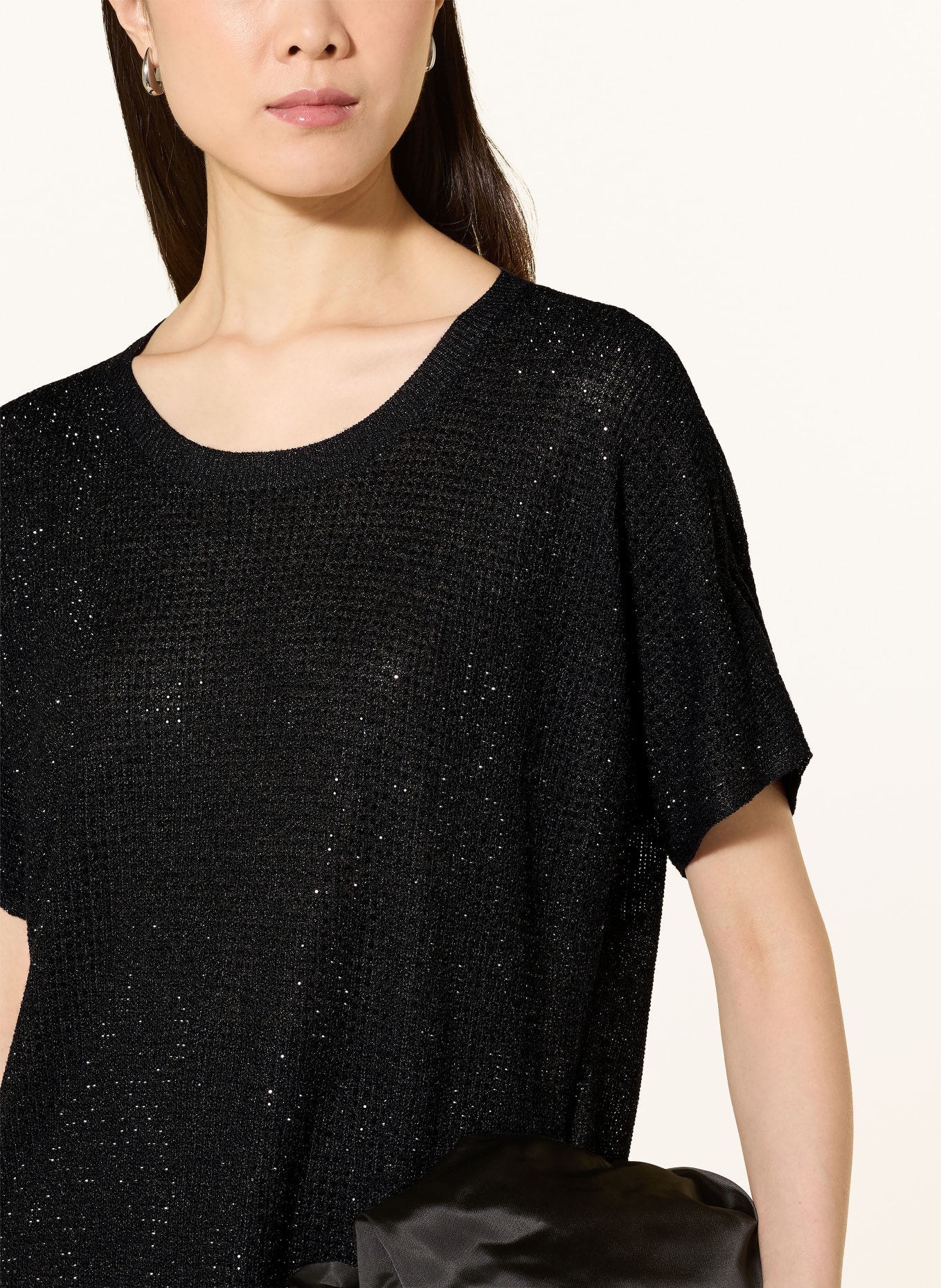 Joseph Ribkoff Strickshirt mit Glitzergarn und Schmucksteinen: SCHWARZ
