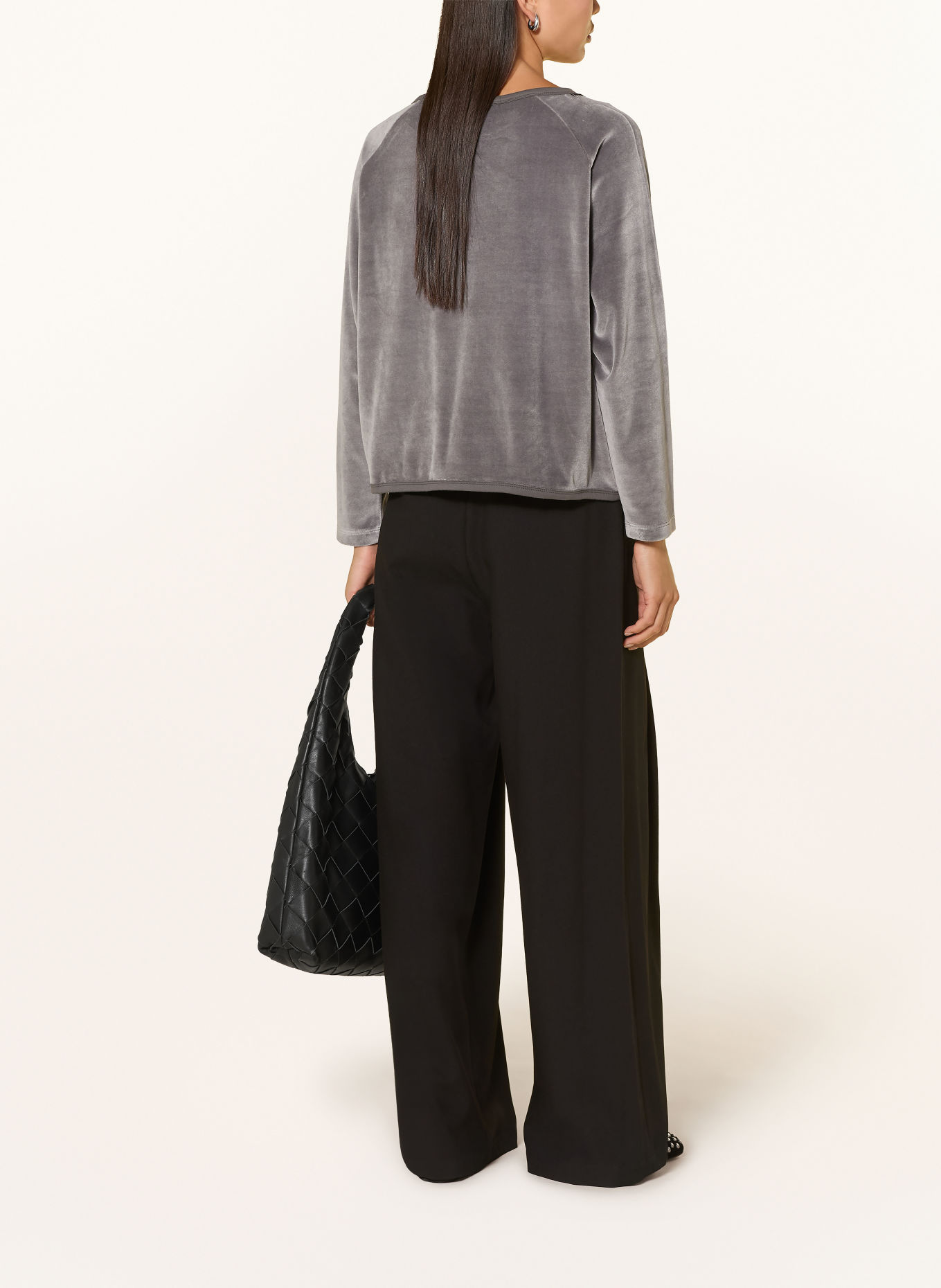 Grace Nickishirt ALWAYS LATE met pailletten: DONKERGRIJS / ZWART