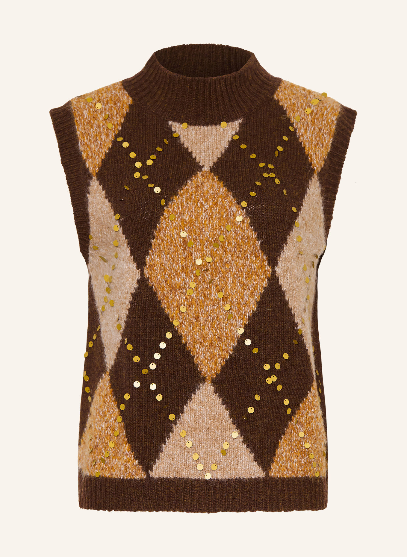 Grace Spencer zonder mouwen met pailletten: MARRON FONCÉ / GOUD / BRUIN