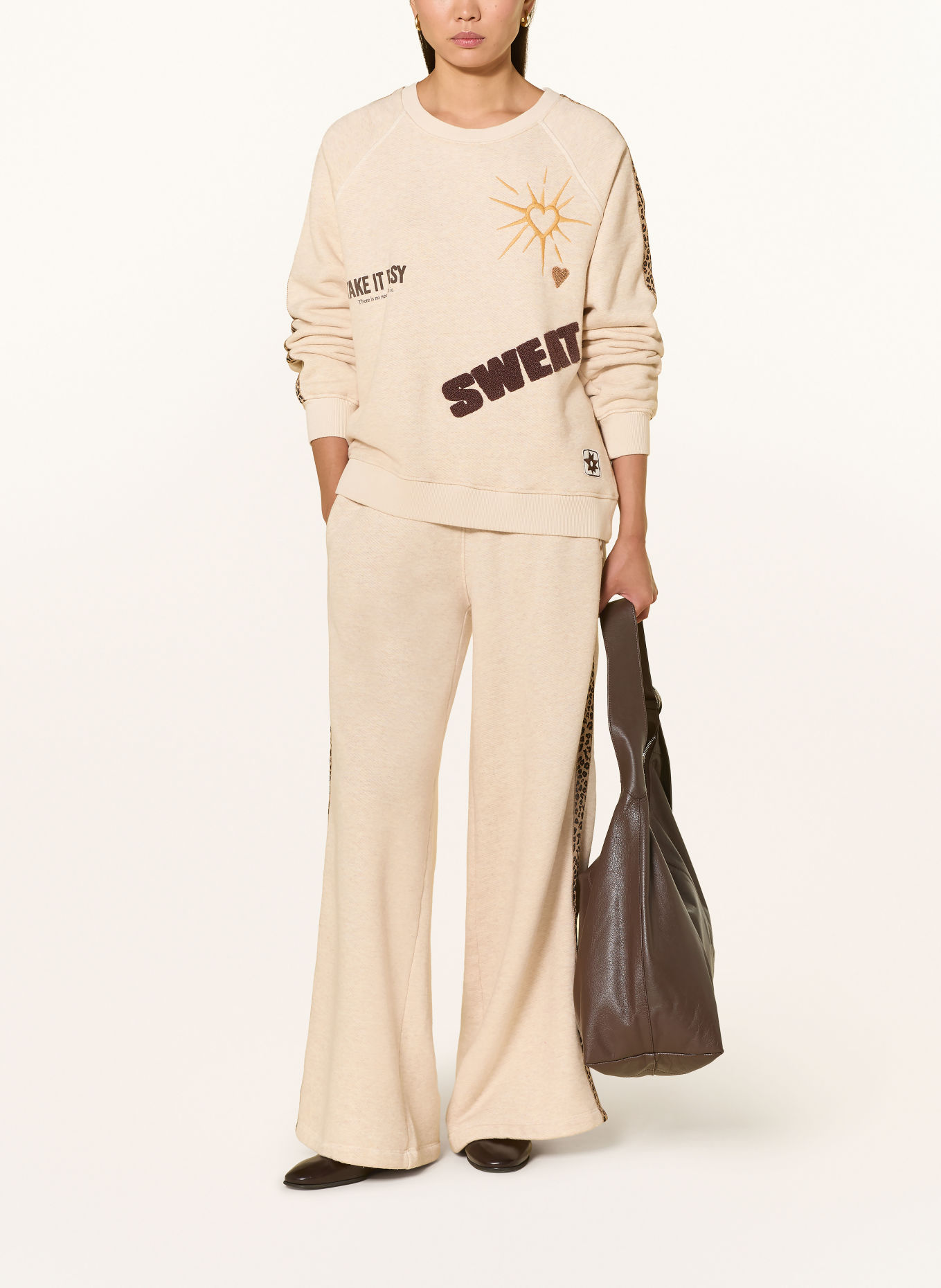 Grace Sweatshirt: CRÈME / MARRON FONCÉ / DONKERGEEL