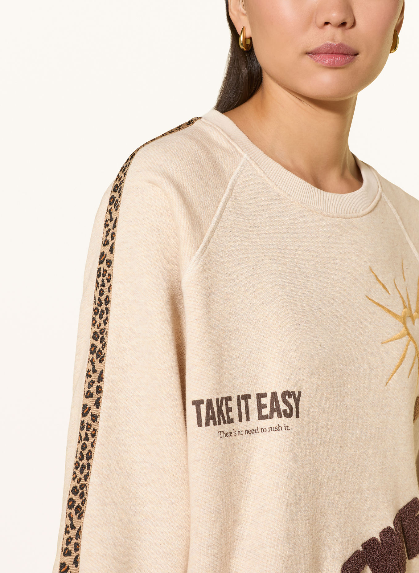 Grace Sweatshirt: CRÈME / MARRON FONCÉ / DONKERGEEL