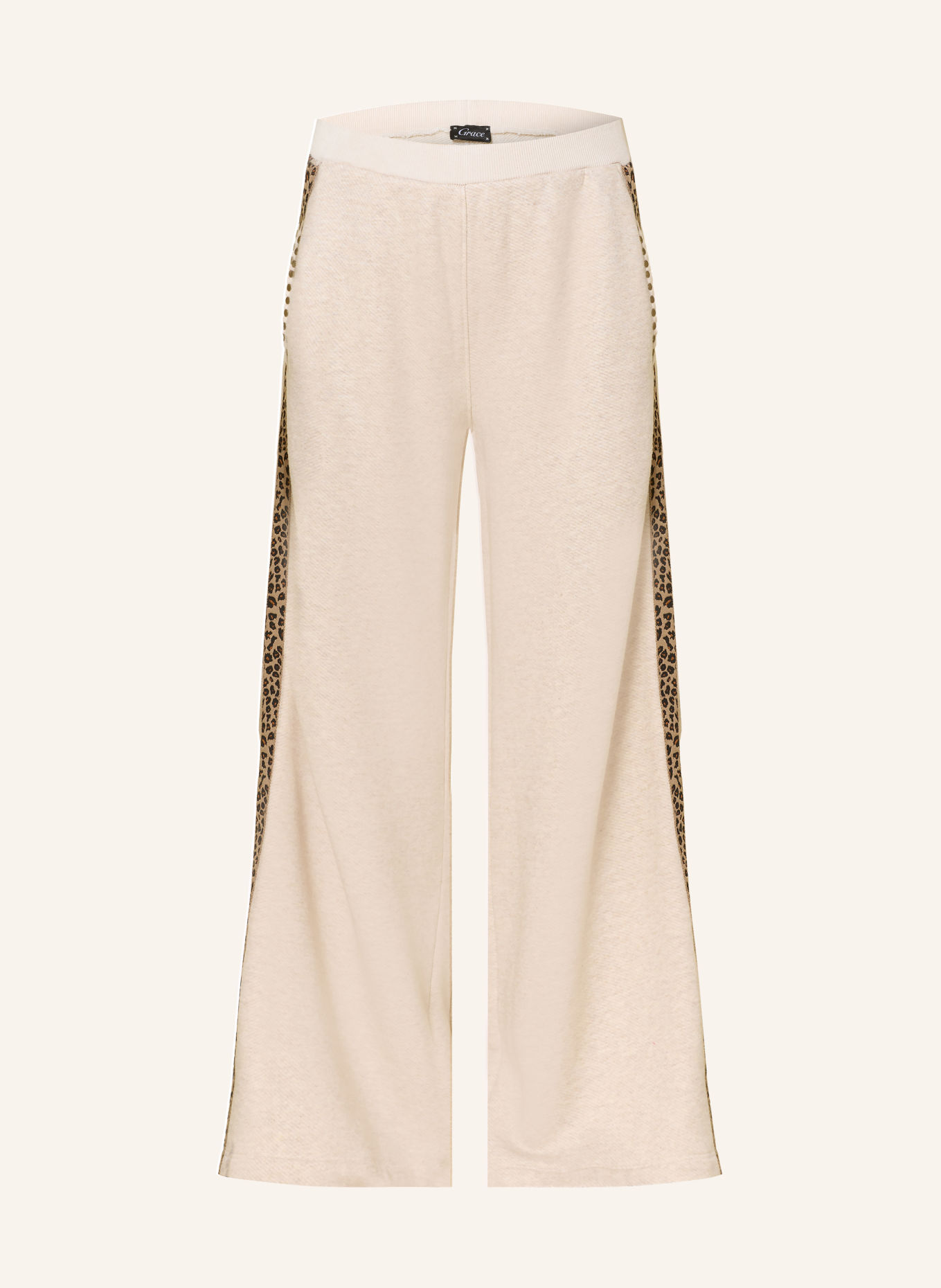 Grace Sweatpant met studs en galonstrepen: CRÈME / GOUD / BRUIN