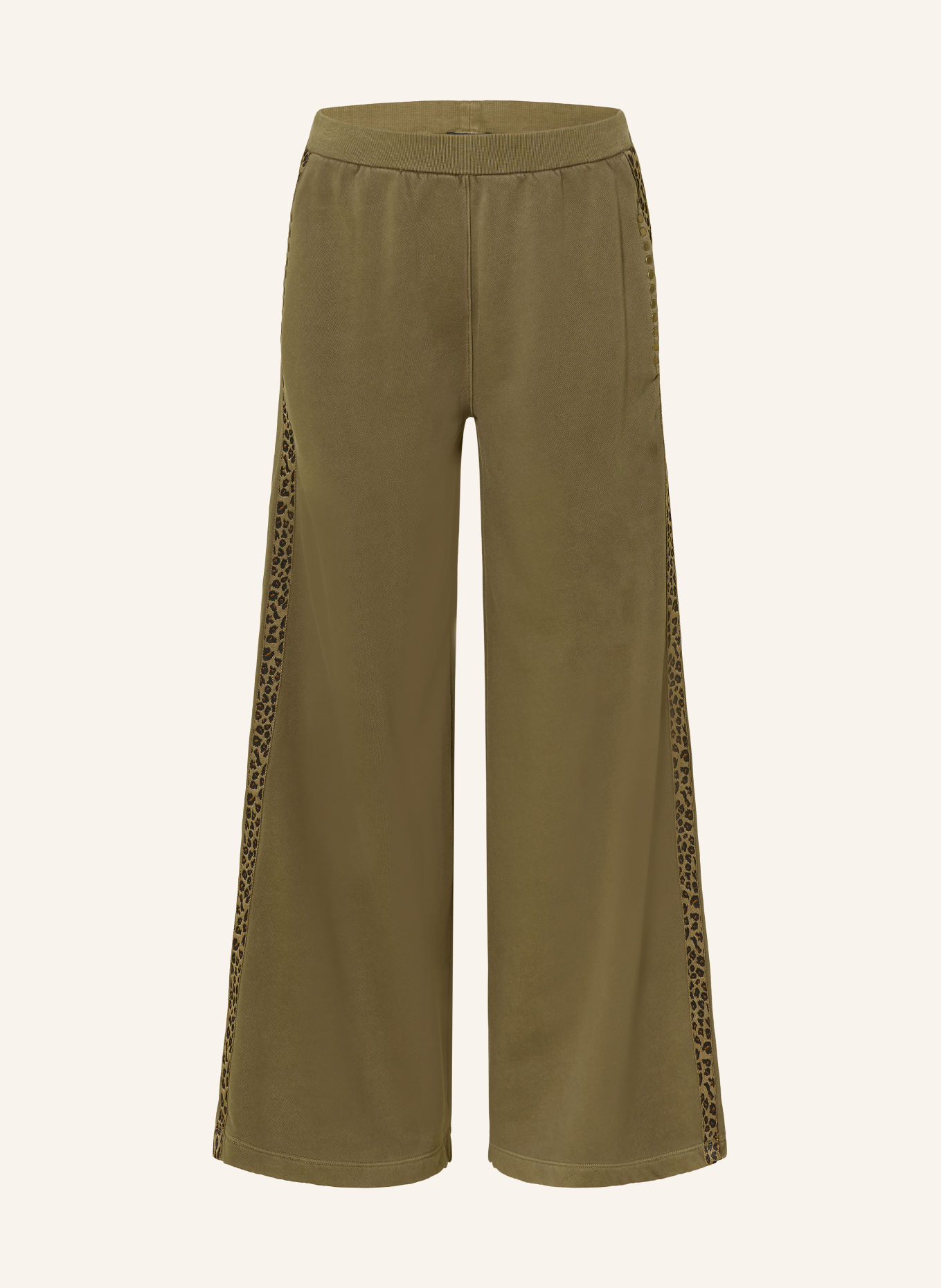 Grace Sweatpant met studs en galonstrepen: OLIJF / GOUD / BRUIN