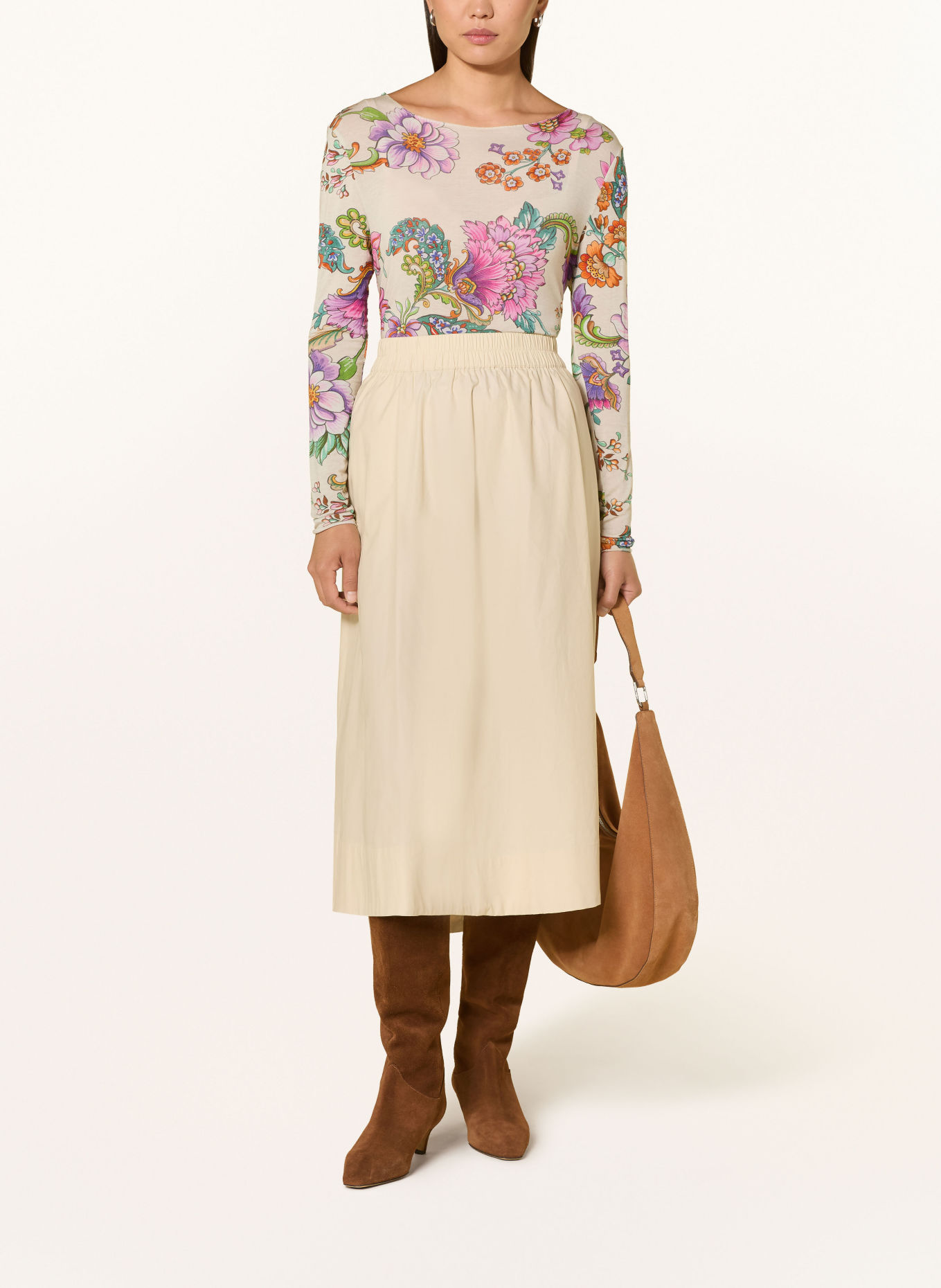 Grace Longsleeve FLOWERS: CRÈME / PAARS / GROEN