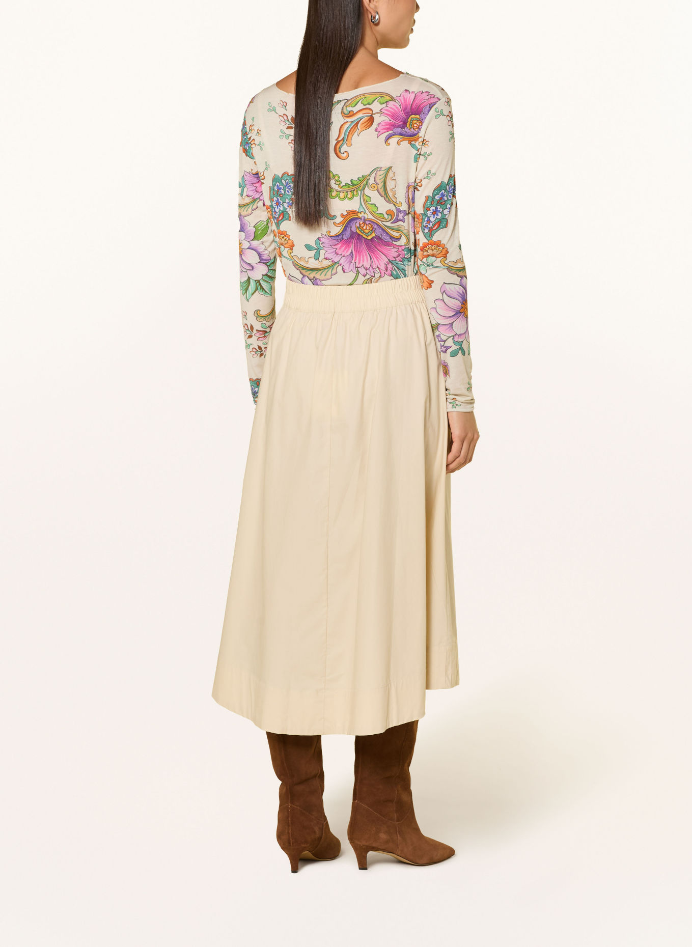 Grace Longsleeve FLOWERS: CRÈME / PAARS / GROEN