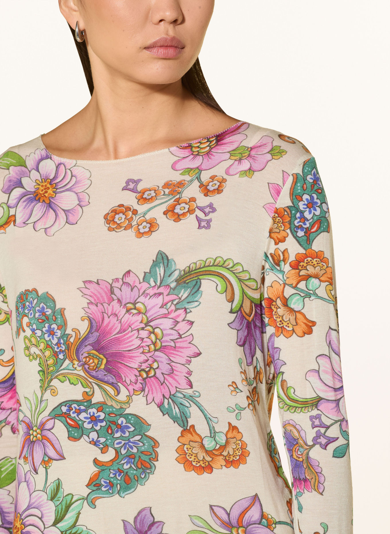 Grace Longsleeve FLOWERS: CRÈME / PAARS / GROEN