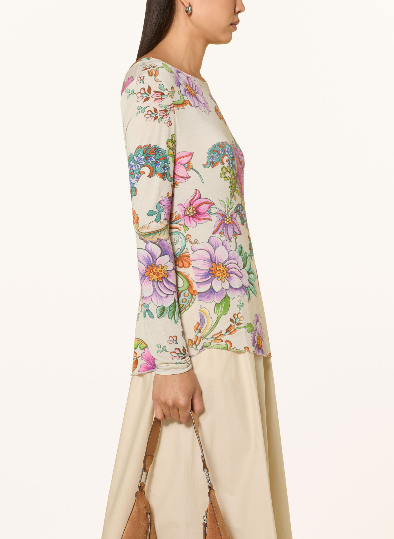 Grace Longsleeve FLOWERS: CRÈME / PAARS / GROEN