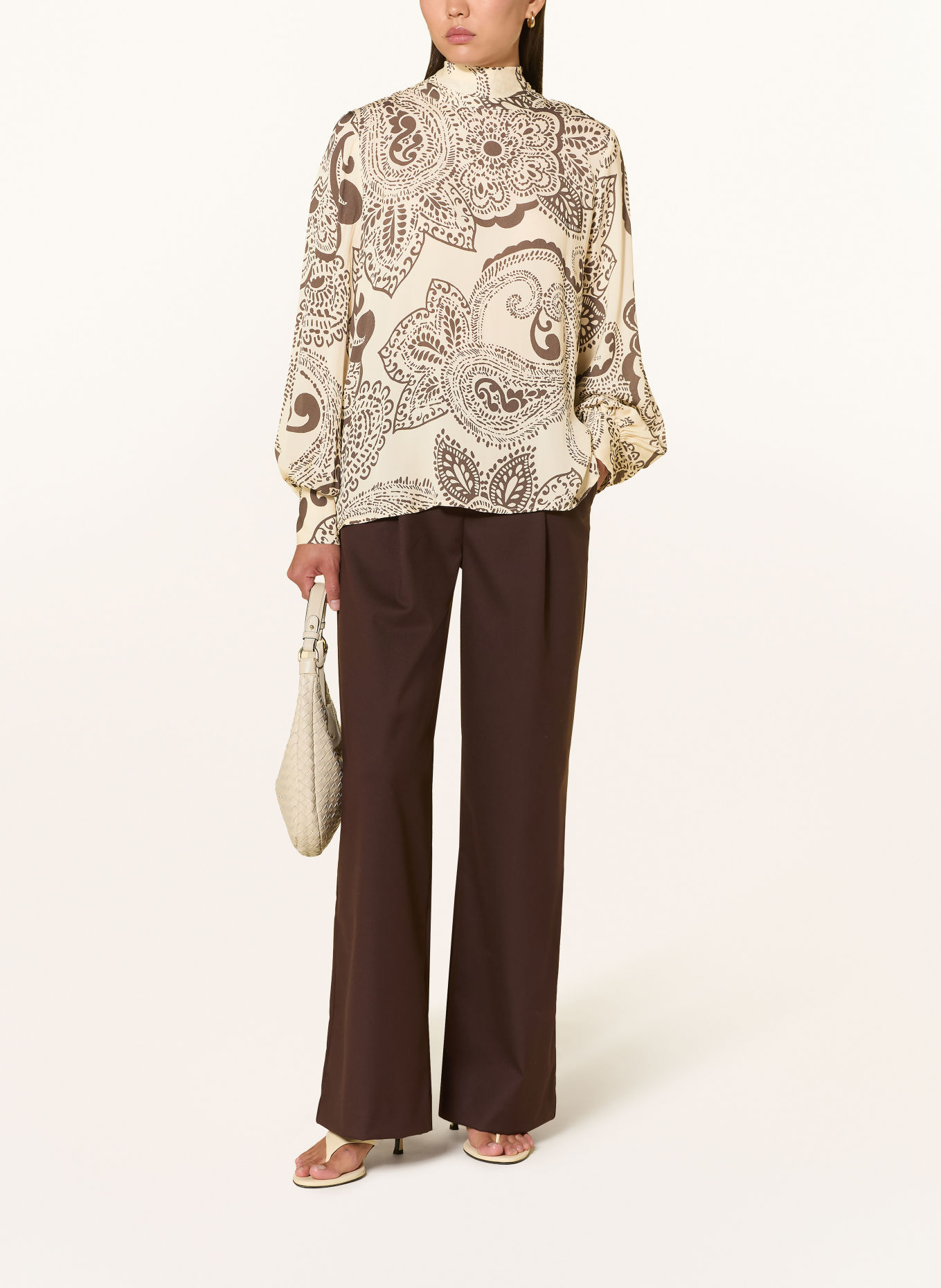 Grace Slipsblus PAISLEY: ECRU / MÖRKBRUN