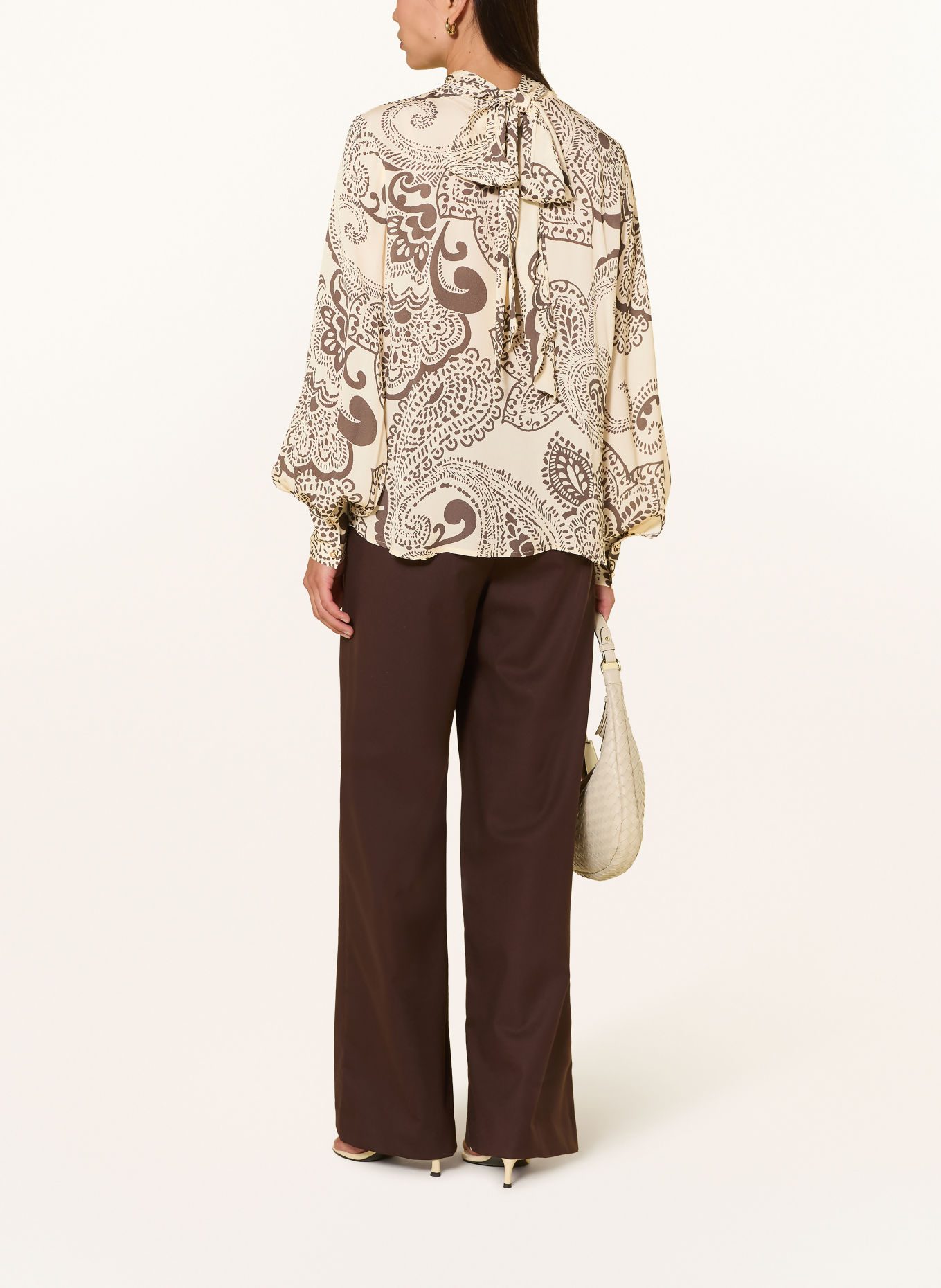 Grace Slipsblus PAISLEY: ECRU / MÖRKBRUN