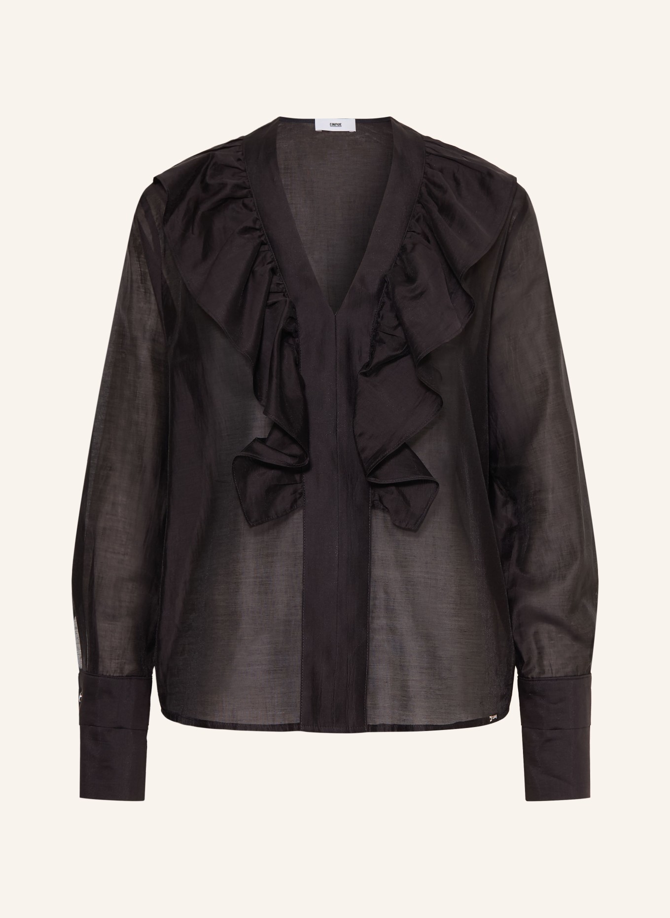 CINQUE CIPIERA Blouse Shirt with Ruffles: BLACK