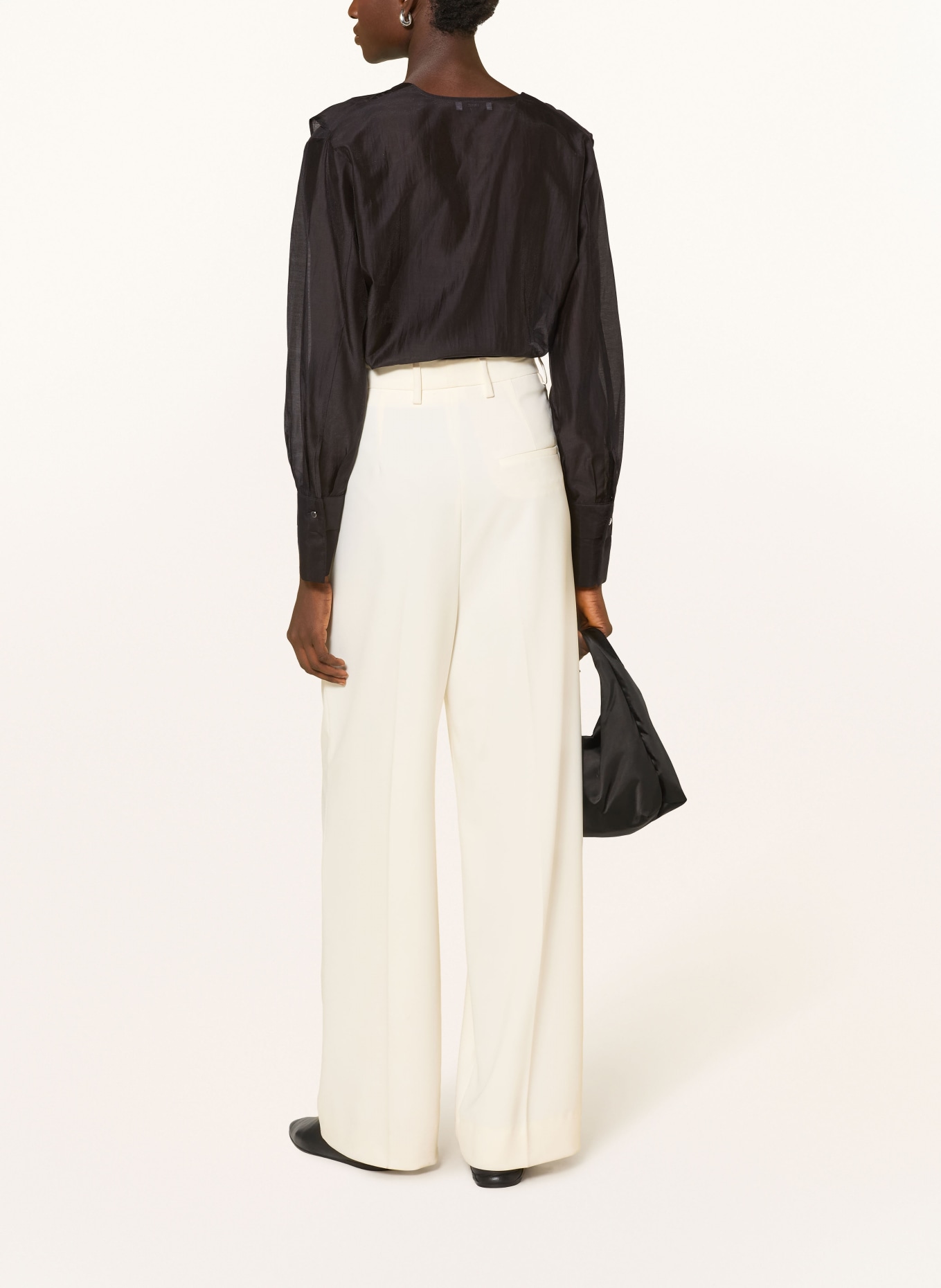 CINQUE CIPIERA Blouse Shirt with Ruffles: BLACK