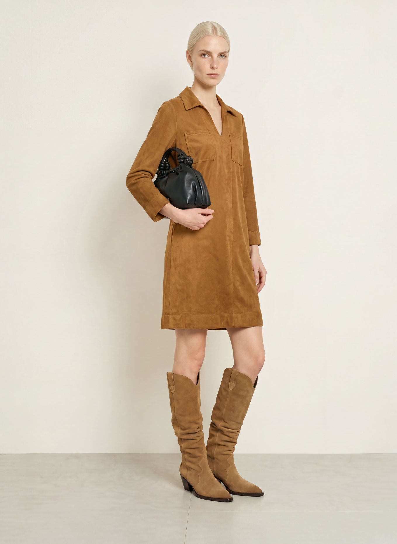 CINQUE Robe CIDENIM aspect cuir: COGNAC