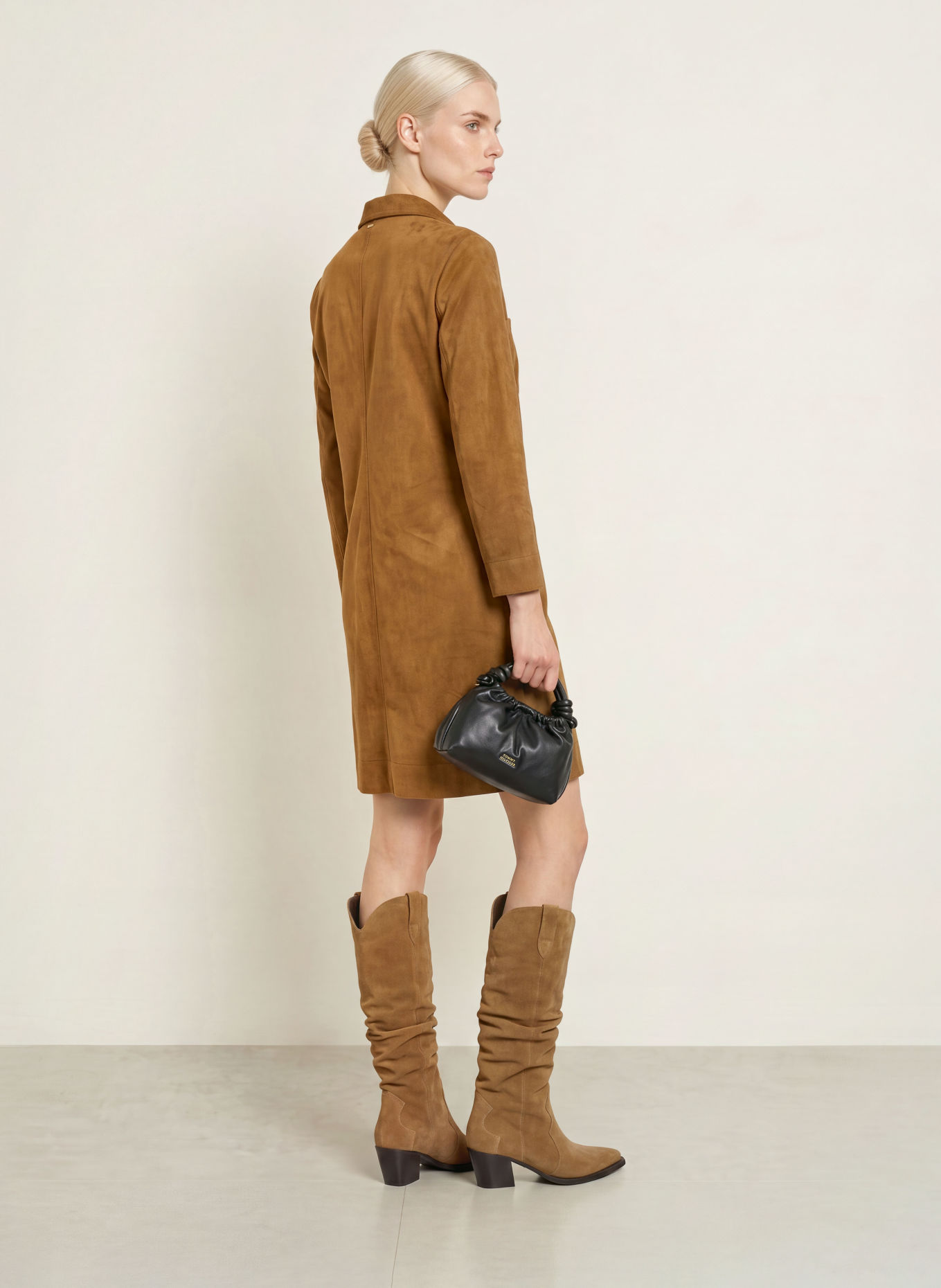 CINQUE Robe CIDENIM aspect cuir: COGNAC