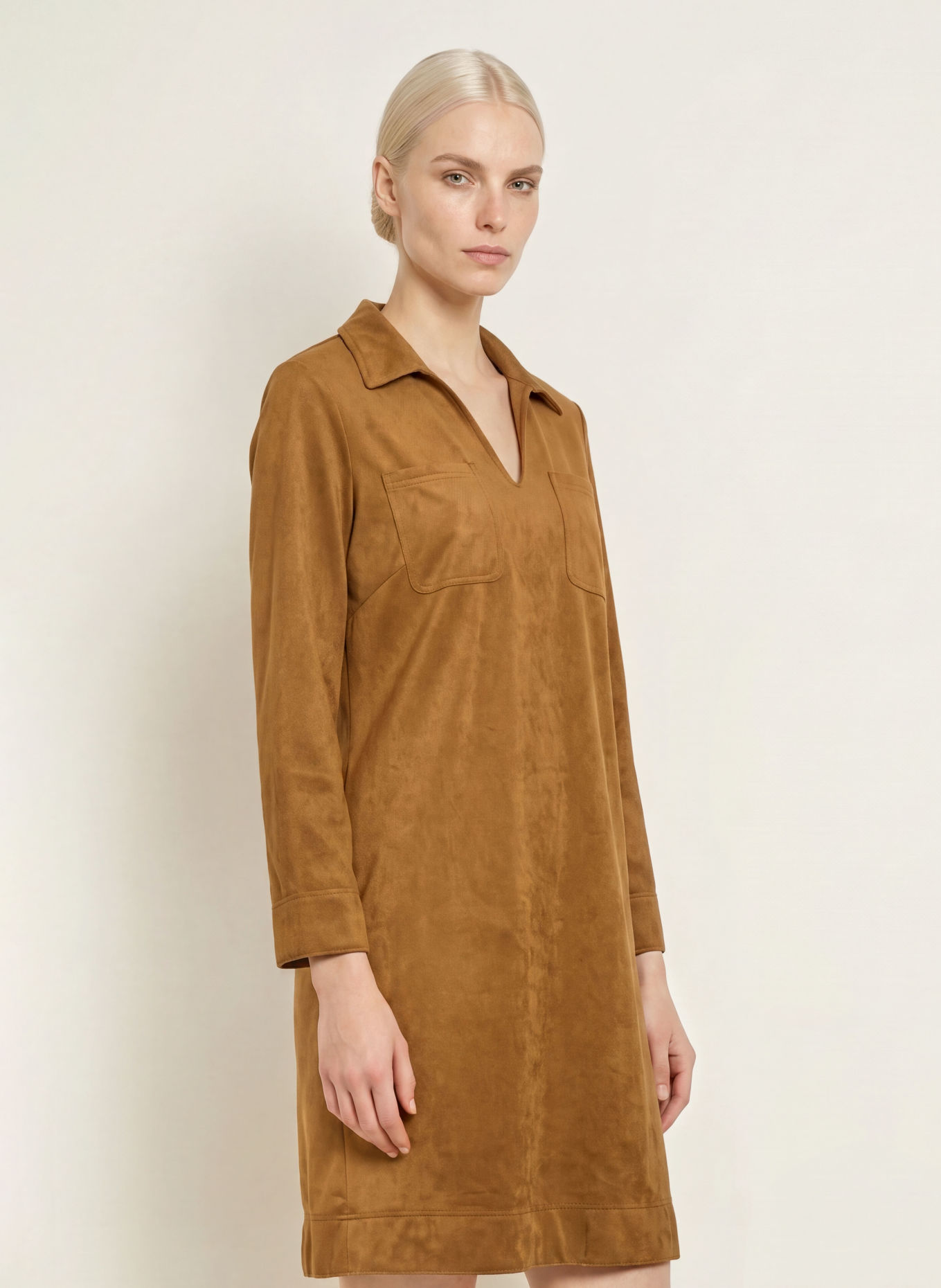 CINQUE Robe CIDENIM aspect cuir: COGNAC