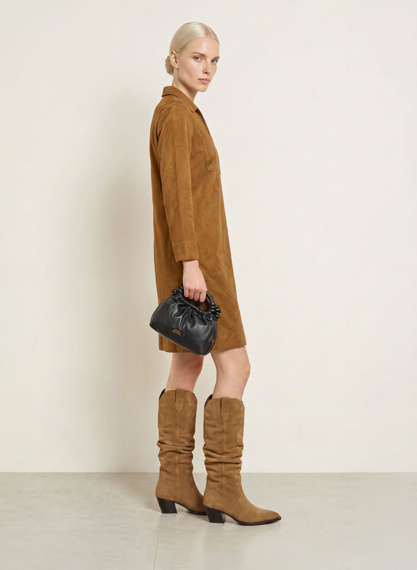 CINQUE Robe CIDENIM aspect cuir: COGNAC