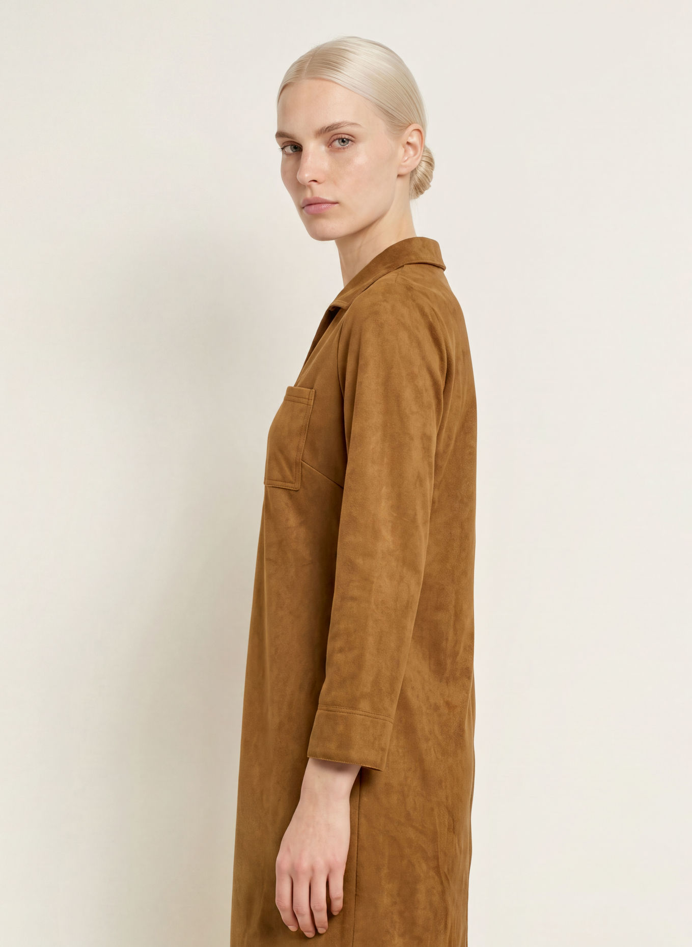 CINQUE Robe CIDENIM aspect cuir: COGNAC