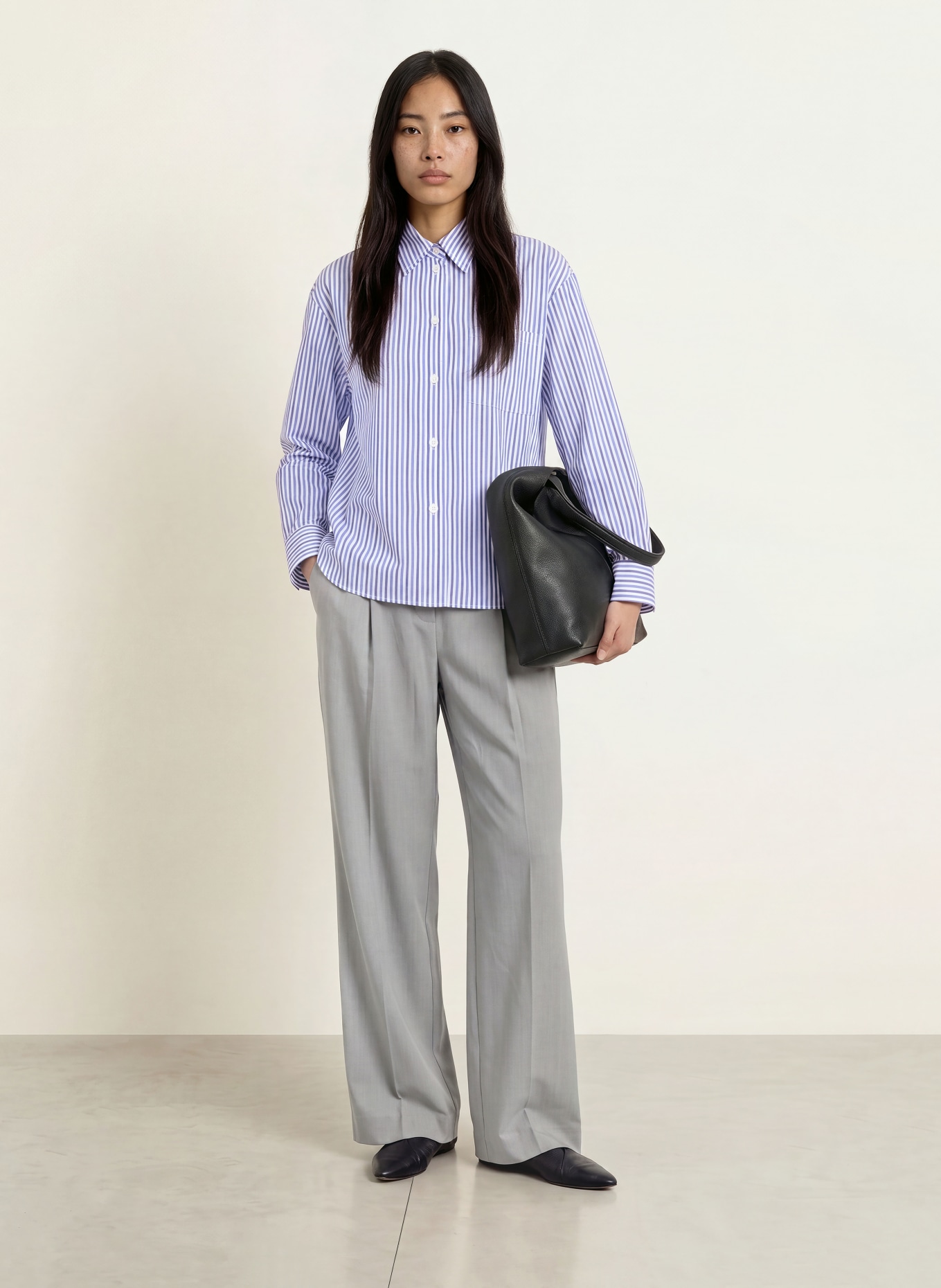 CINQUE Hemdbluse CITARI: BLAU / DUNKELGRAU / WEISS