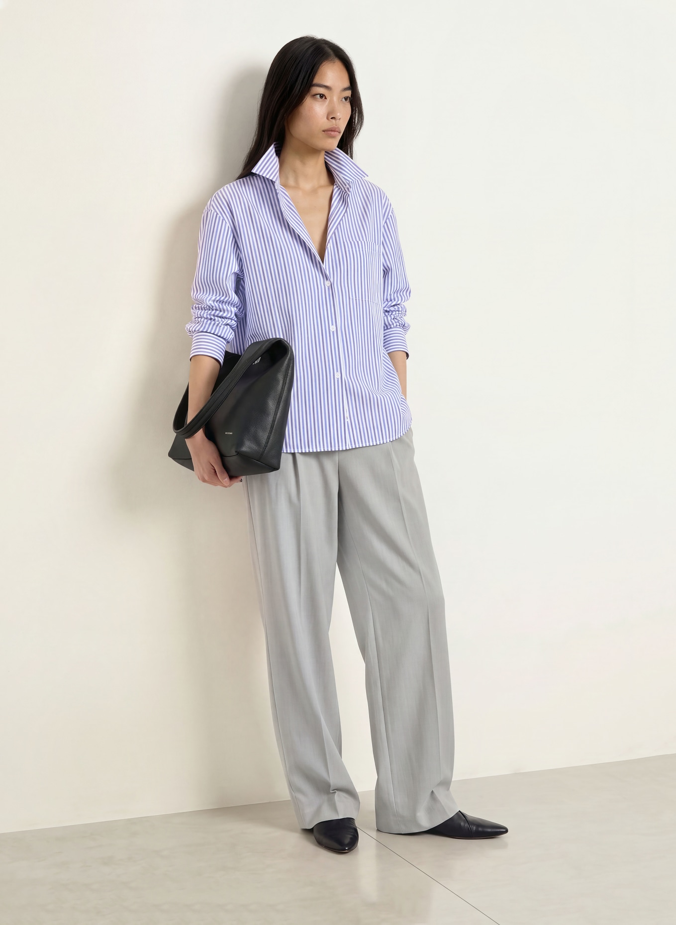 CINQUE Hemdbluse CITARI: BLAU / DUNKELGRAU / WEISS