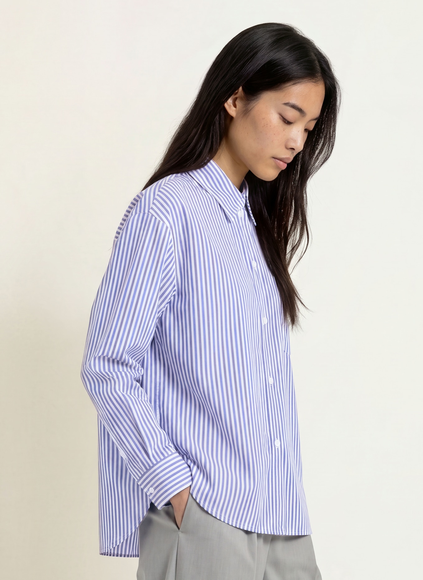 CINQUE Hemdbluse CITARI: BLAU / DUNKELGRAU / WEISS