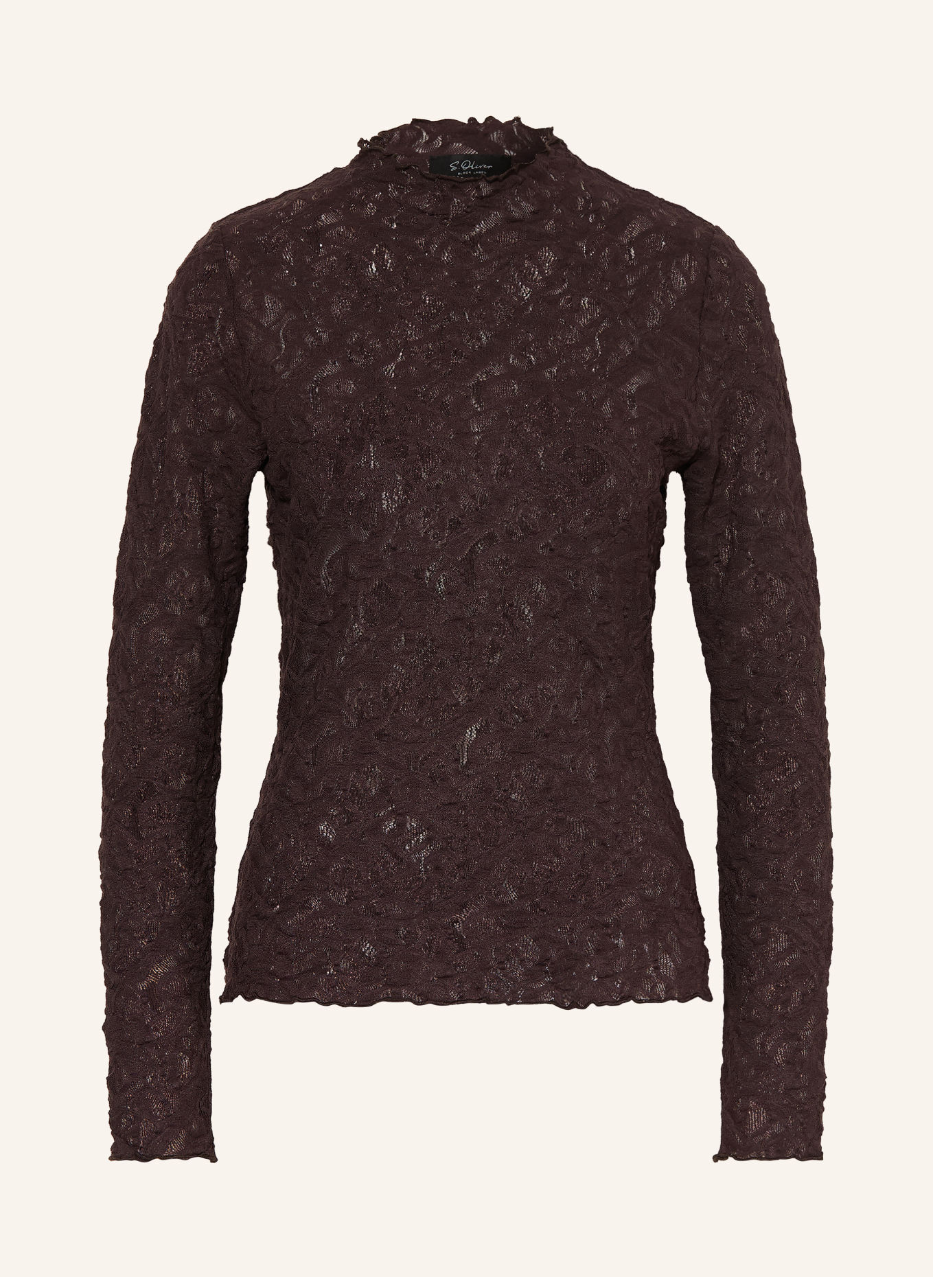 s.Oliver BLACK LABEL Longsleeve aus Spitze: DUNKELBRAUN