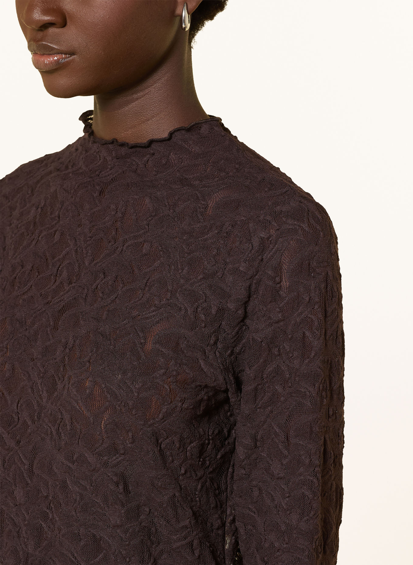 s.Oliver BLACK LABEL Longsleeve aus Spitze: DUNKELBRAUN