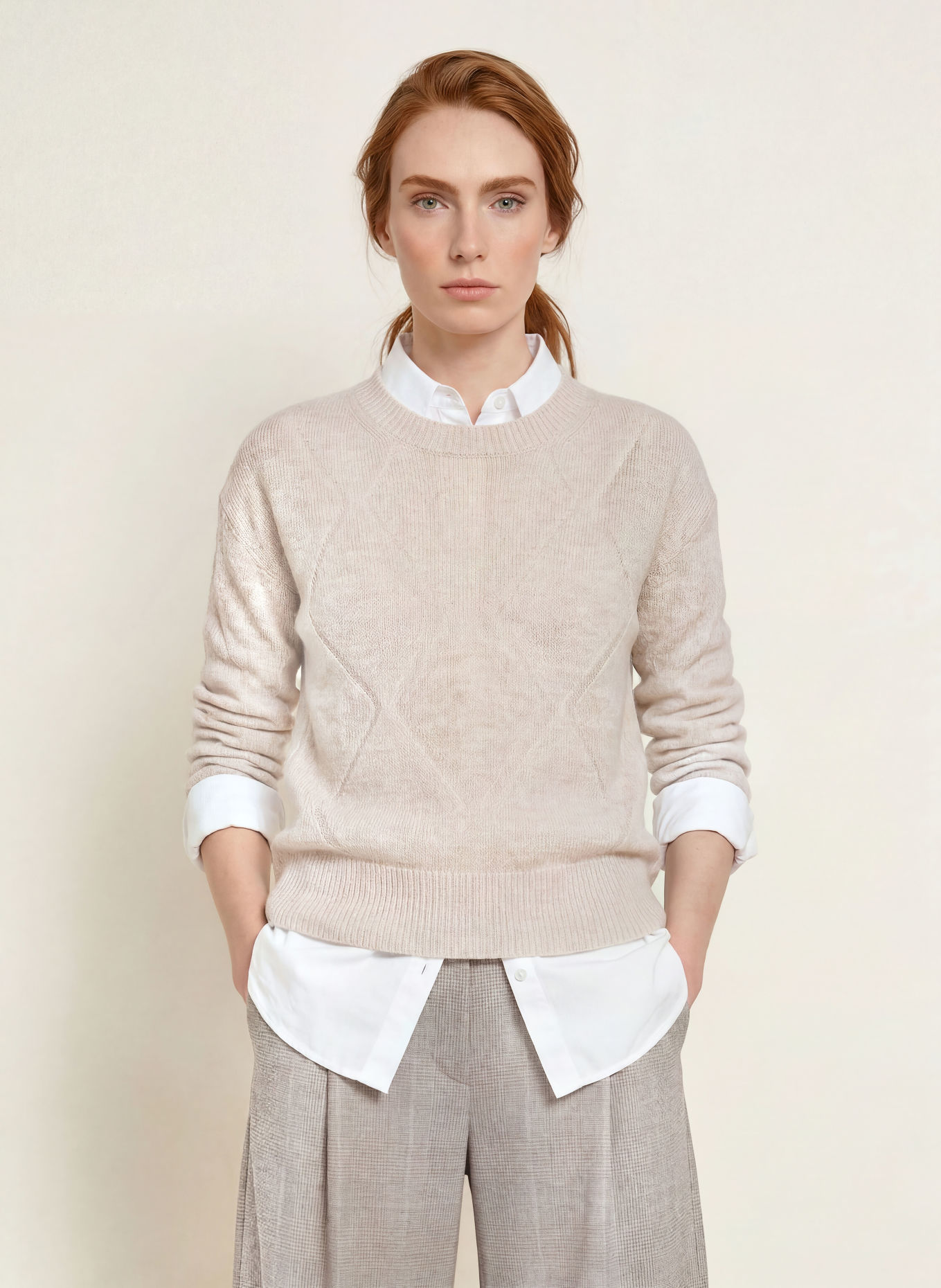 s.Oliver BLACK LABEL Pullover mit Pailletten und Glitzergarn: CREME