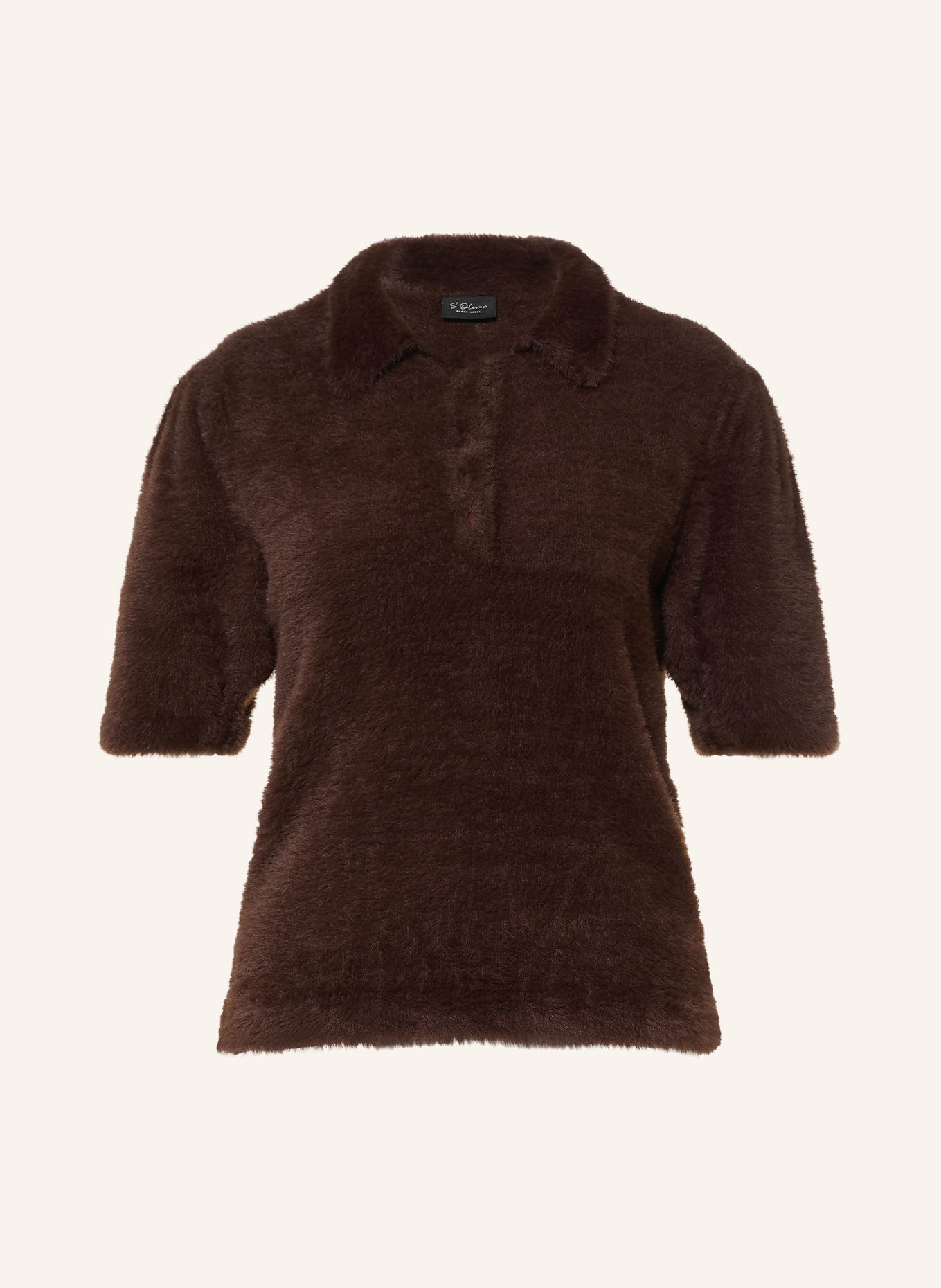 s.Oliver BLACK LABEL Strick-Poloshirt: DUNKELBRAUN